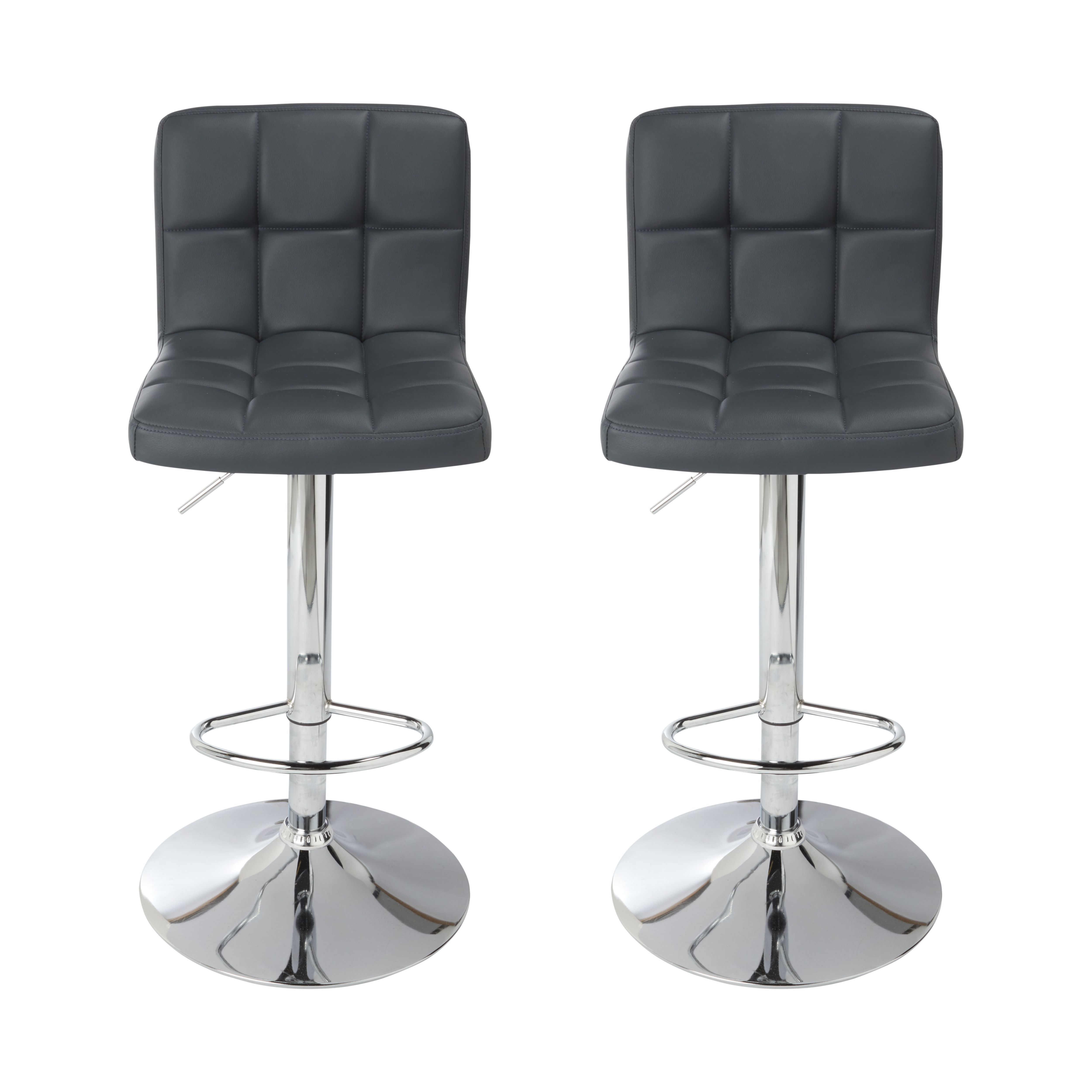 Cooke Lewis Lagan Dark grey Adjustable Swivel Padded Bar stool Pack of 2