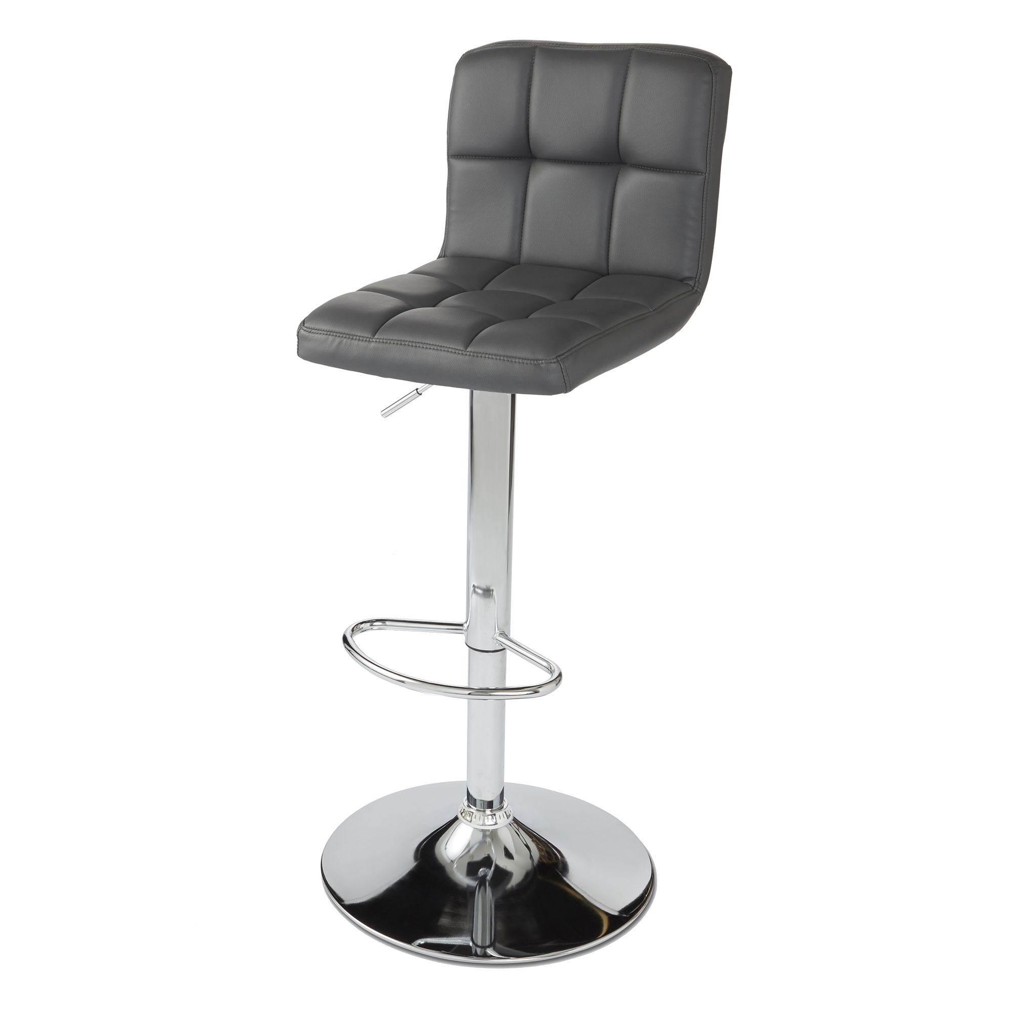 Cooke & Lewis Lagan Grey Adjustable Swivel Padded Bar stool, Pack of 2