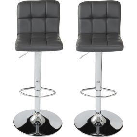 Cooke & Lewis Lagan Grey Adjustable Swivel Padded Bar stool, Pack of 2