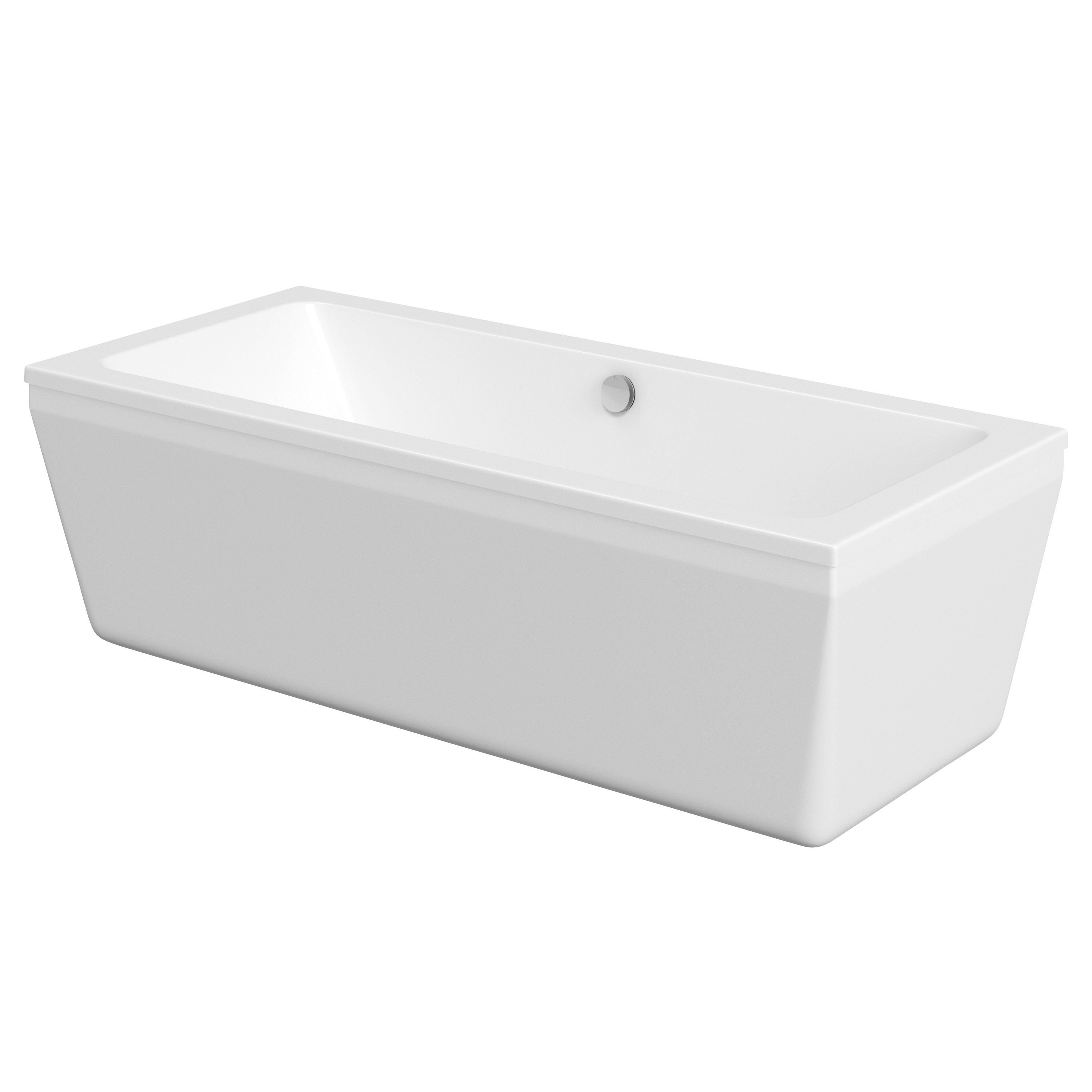 Cooke & Lewis Lana White Acrylic Rectangular Freestanding Bath (L ...