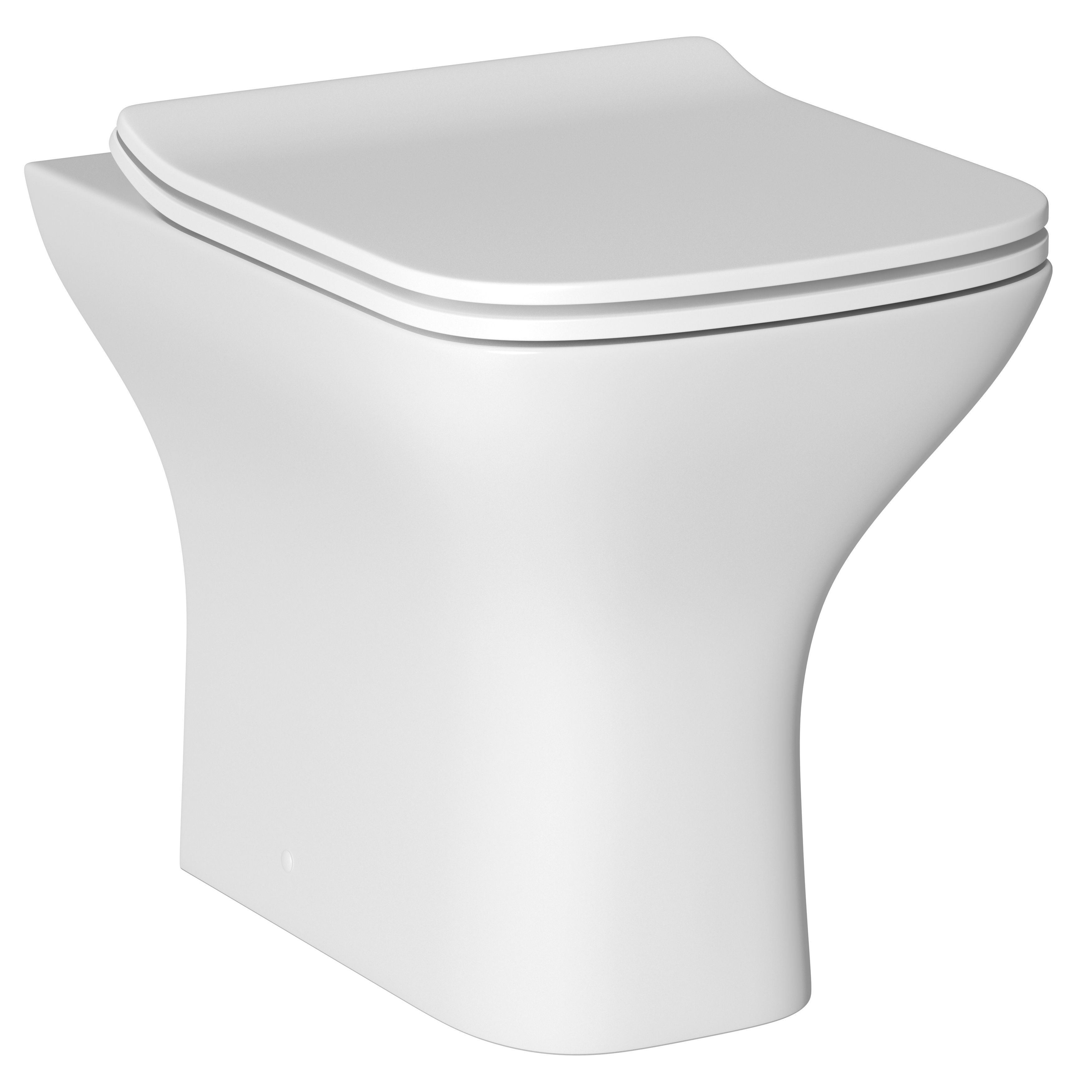 Cooke & Lewis Lanzo White Back to wall Toilet with Soft close seat