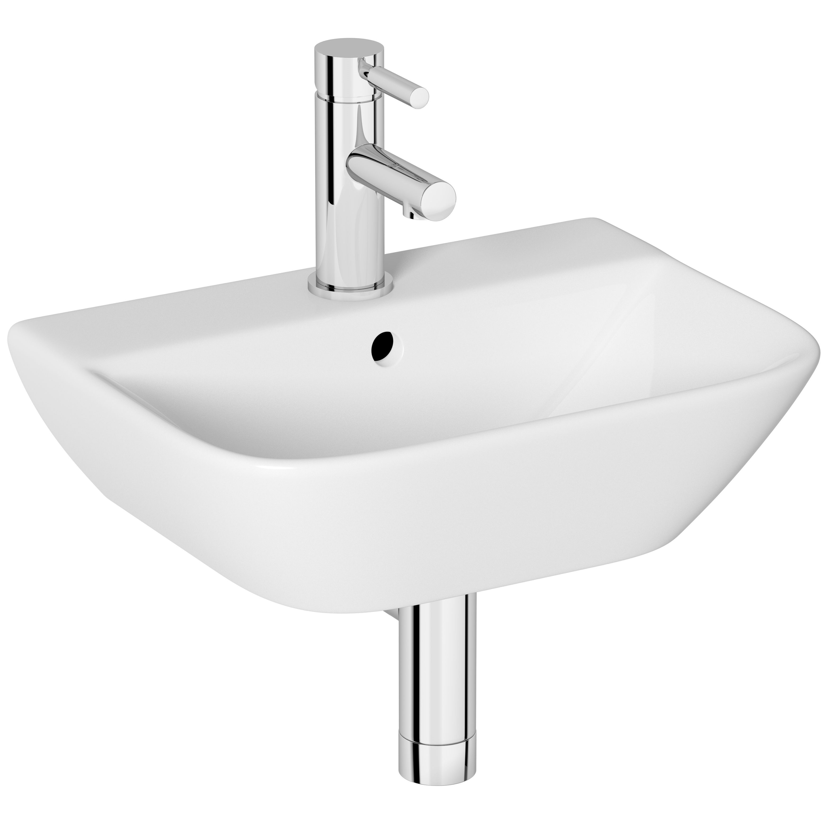 Cooke & Lewis Lanzo White Square Wallmounted Cloakroom Basin (W)45cm