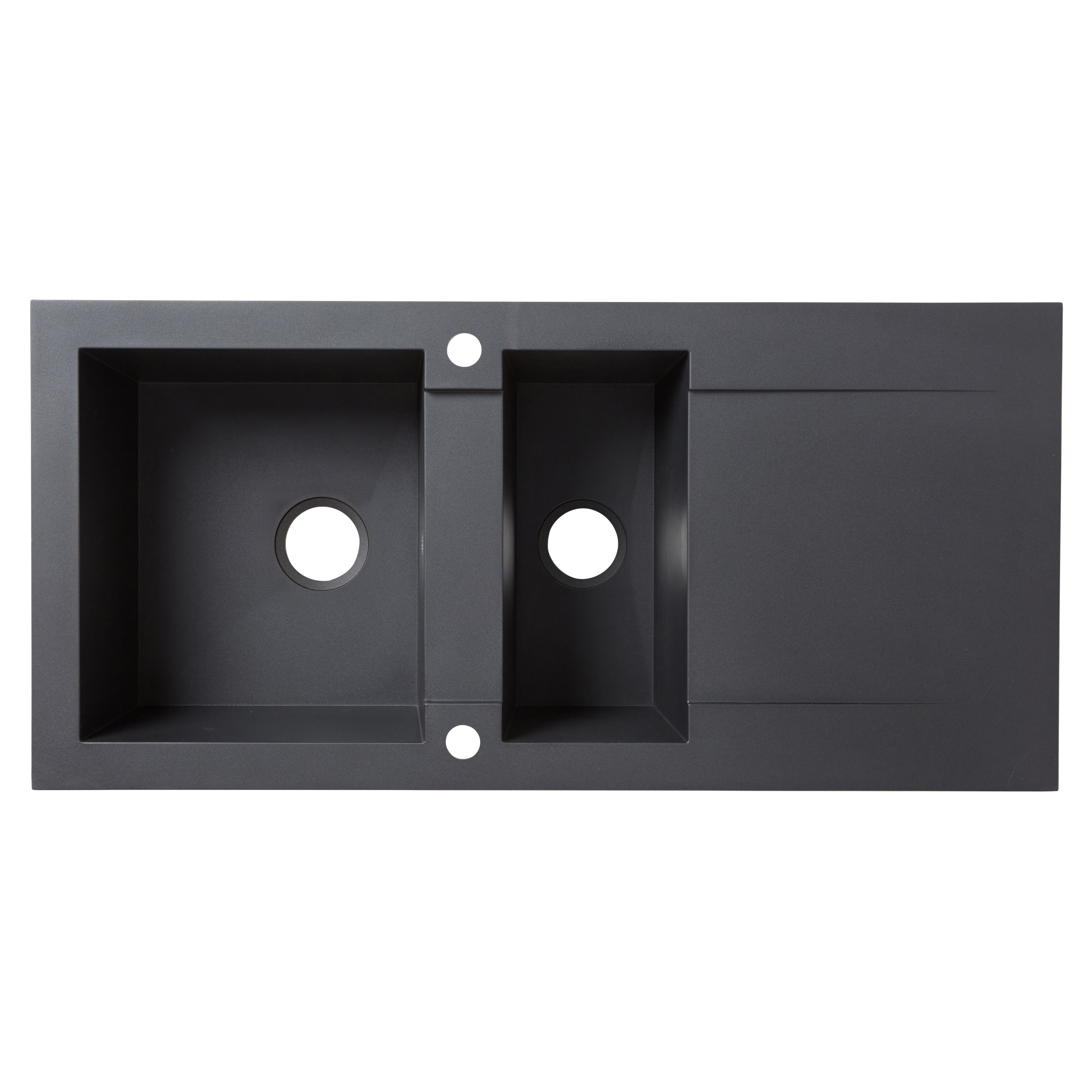 Cooke & Lewis Lavoisier Black Resin 1.5 Bowl Sink & drainer 500mm x 1050mm