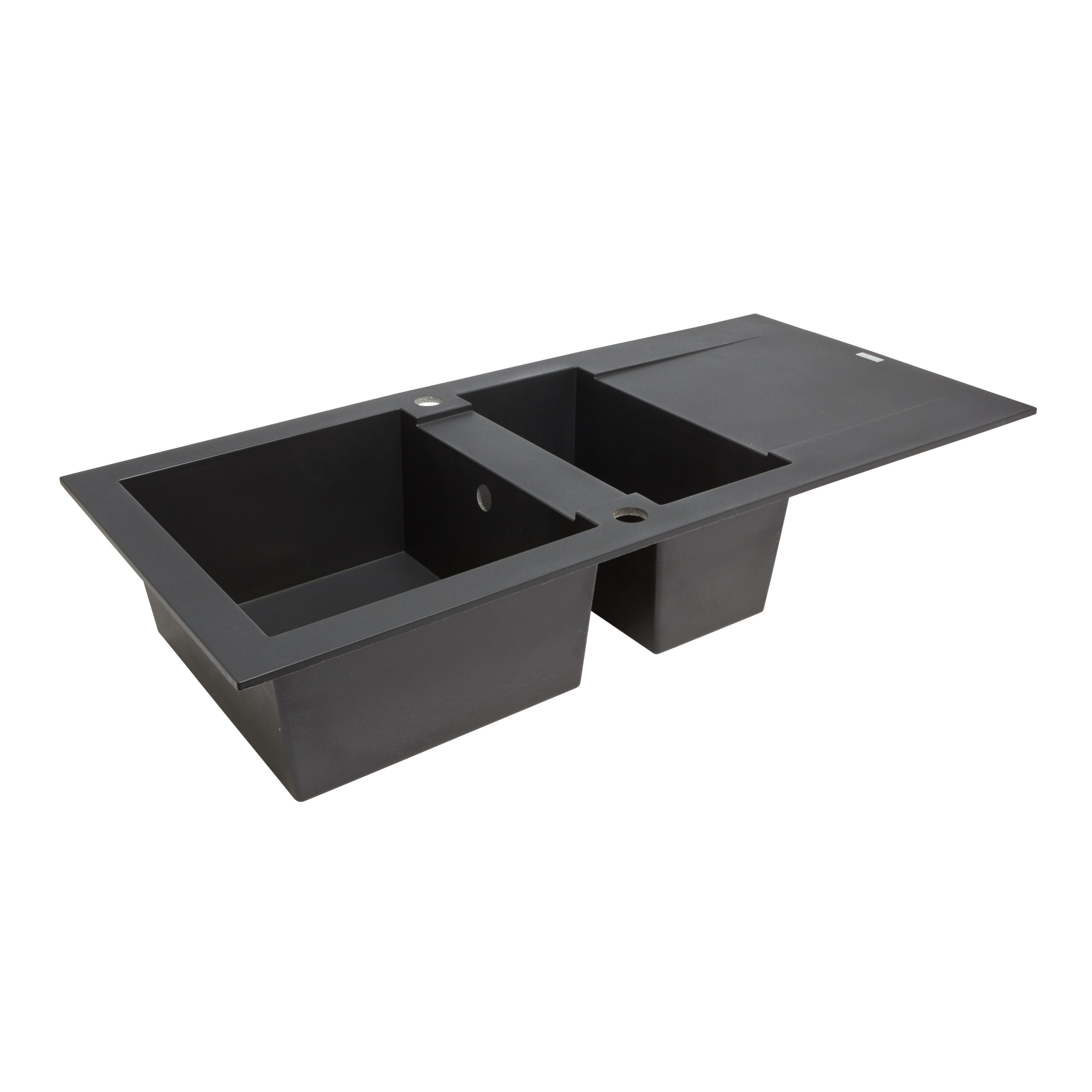 Cooke & Lewis Lavoisier Black Resin 1.5 Bowl Sink & drainer 500mm x 1050mm