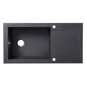 Cooke & Lewis Lavoisier Black Resin 1 Bowl Sink & drainer (W)500mm x (L)980mm