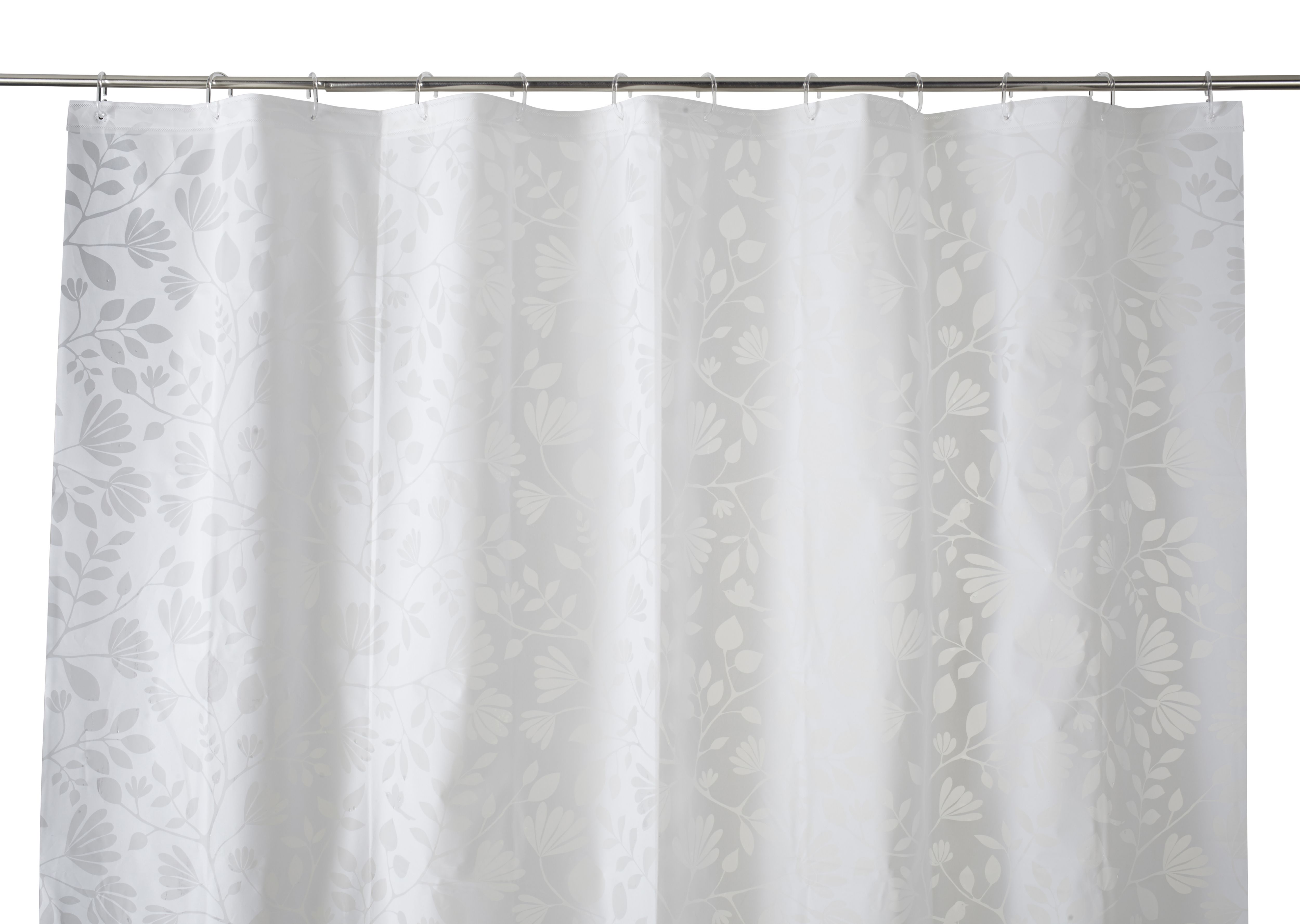 Cooke & Lewis Ledava White & Silver Leaf Shower curtain (W)180cm