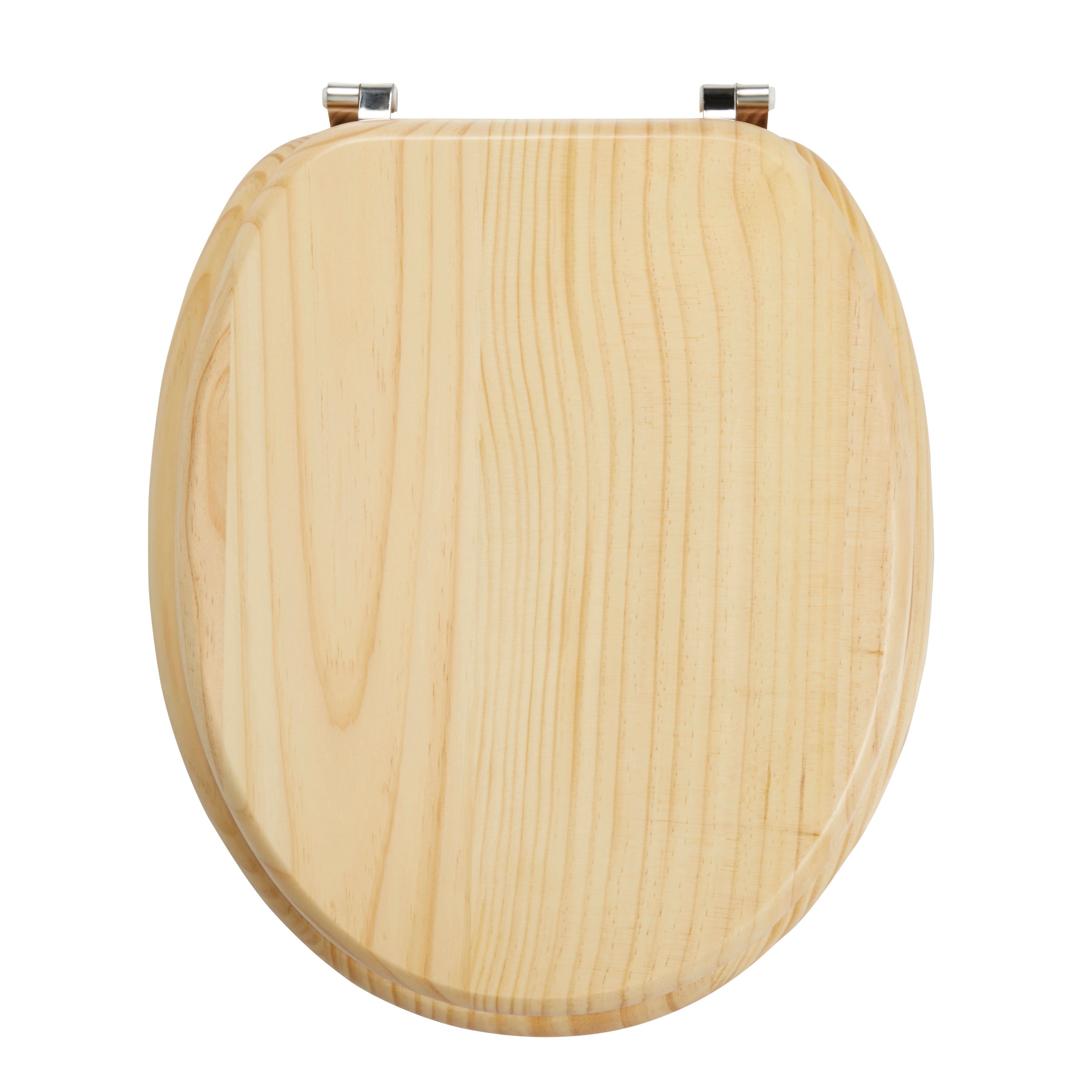 Cooke & Lewis Levanto Natural Pine effect Standard close Toilet seat