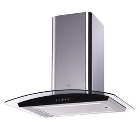 Cooke & Lewis LinkTech CL60CGRF Silver Glass & stainless steel Curved Cooker hood, (W)60cm