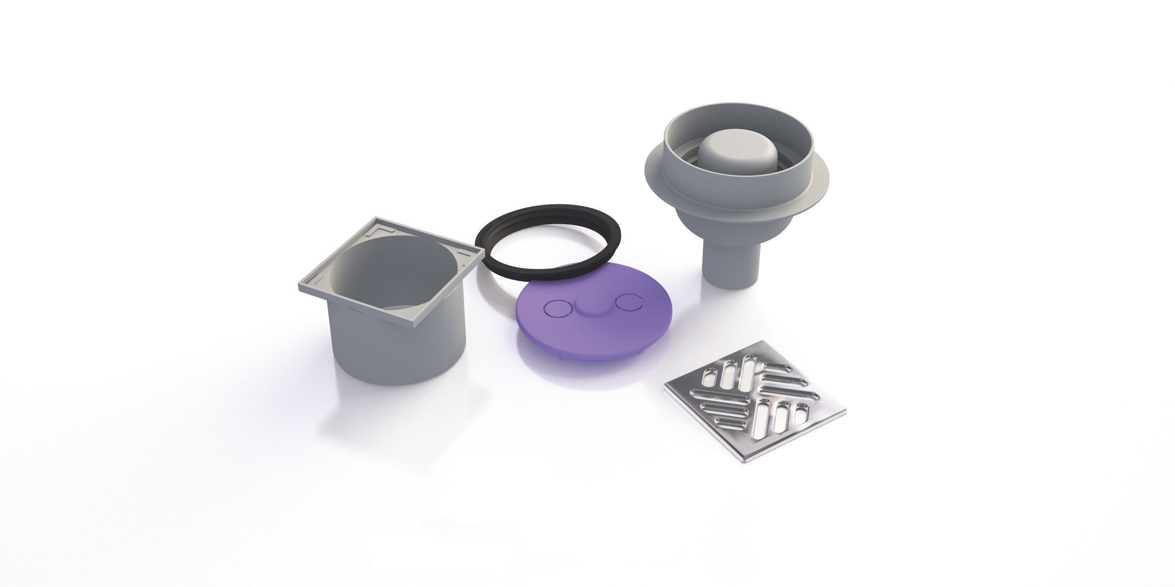 Cooke & Lewis Liquid Grey Shower waste (L)155mm (W)155mm (Dia)50mm