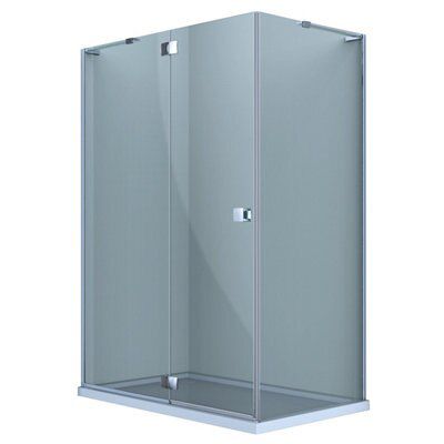 Cooke & Lewis Luxuriant Frameless Semi-mirrored Silver effect Rectangular Shower enclosure - Hinged door (W)140cm (D)90cm