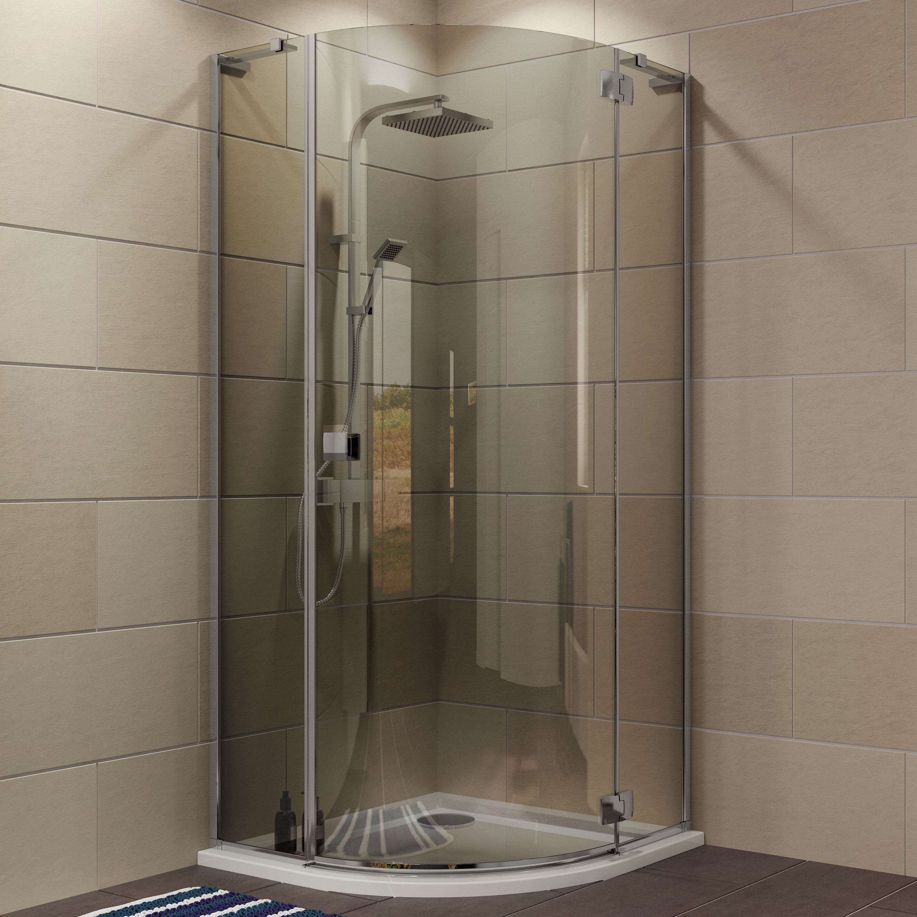 Cooke & Lewis Luxuriant Quadrant Shower enclosure, tray & waste pack ...