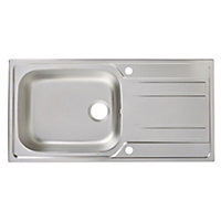 Cooke & Lewis Lyell Linen Inox Stainless steel 1 Bowl Sink & drainer 500mm x 1000mm