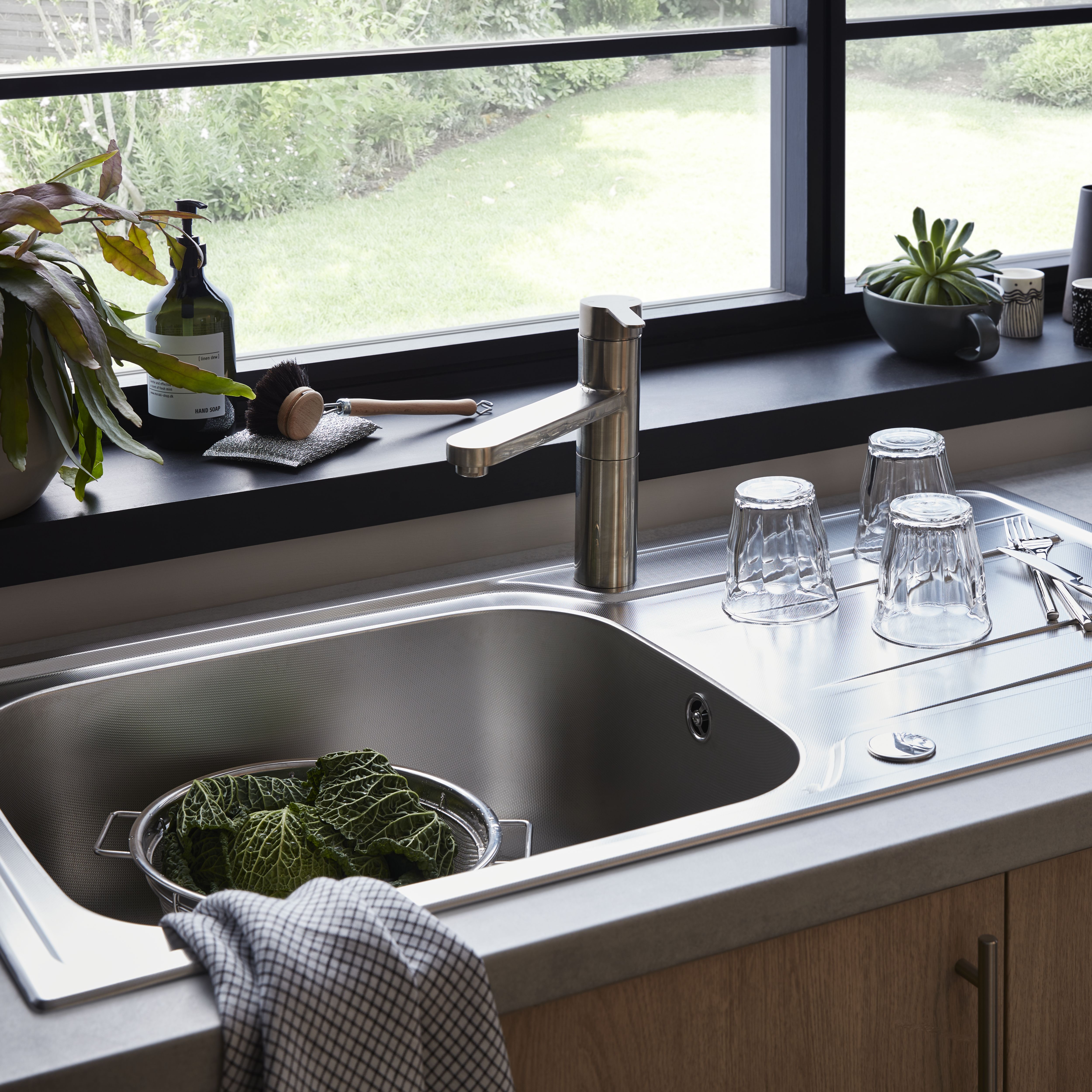 Cooke & Lewis Lyell Matt Stainless steel 1 Bowl Sink & drainer 500mm x 1000mm
