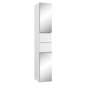 Cooke & Lewis Marletti Gloss White Tall Mirrored Cabinet (W)300mm (H)1972mm