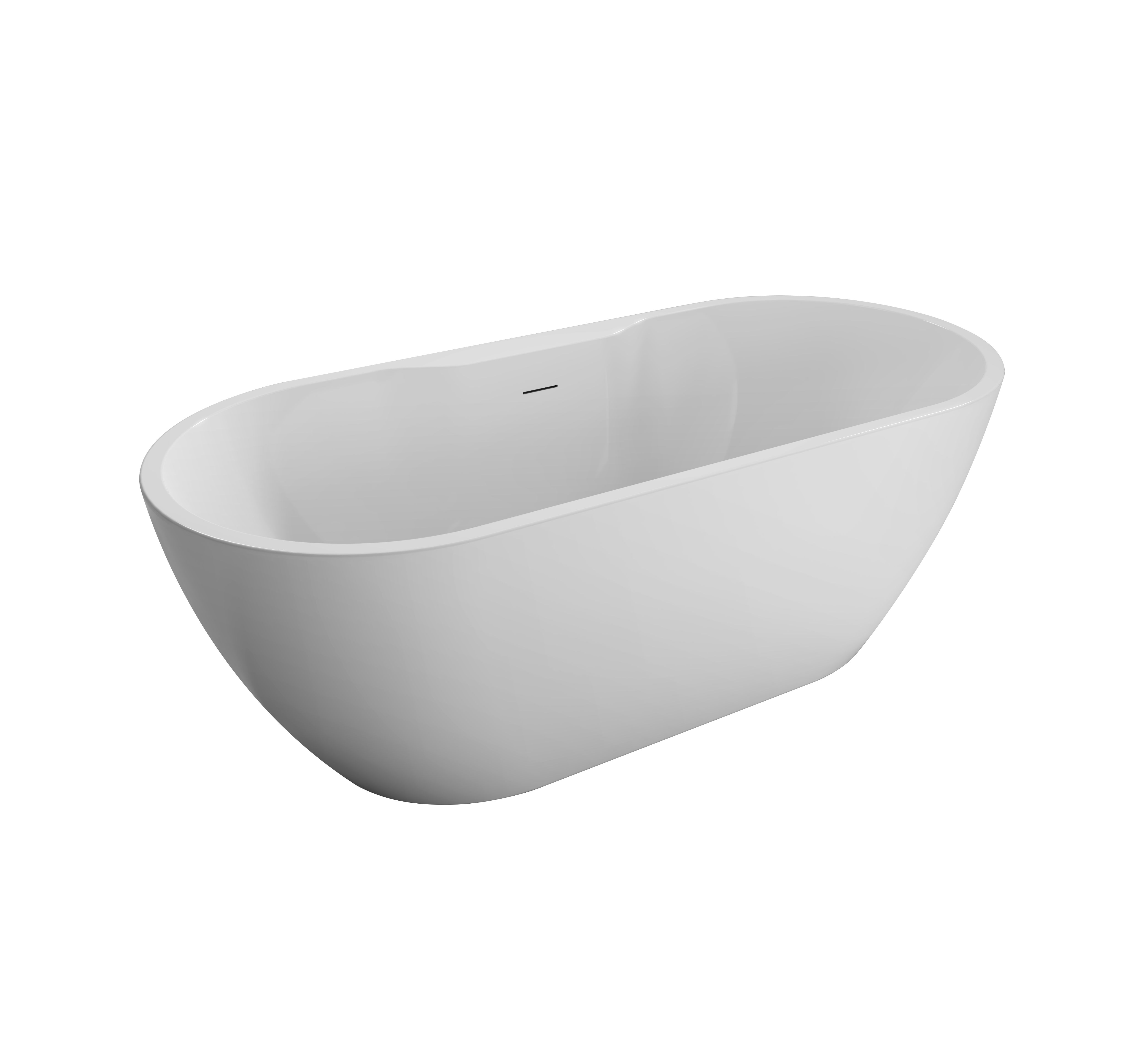 Cooke & Lewis Modern Gloss White Oval Freestanding Bath with 0 Tap holes (L)165.5cm (W)75cm