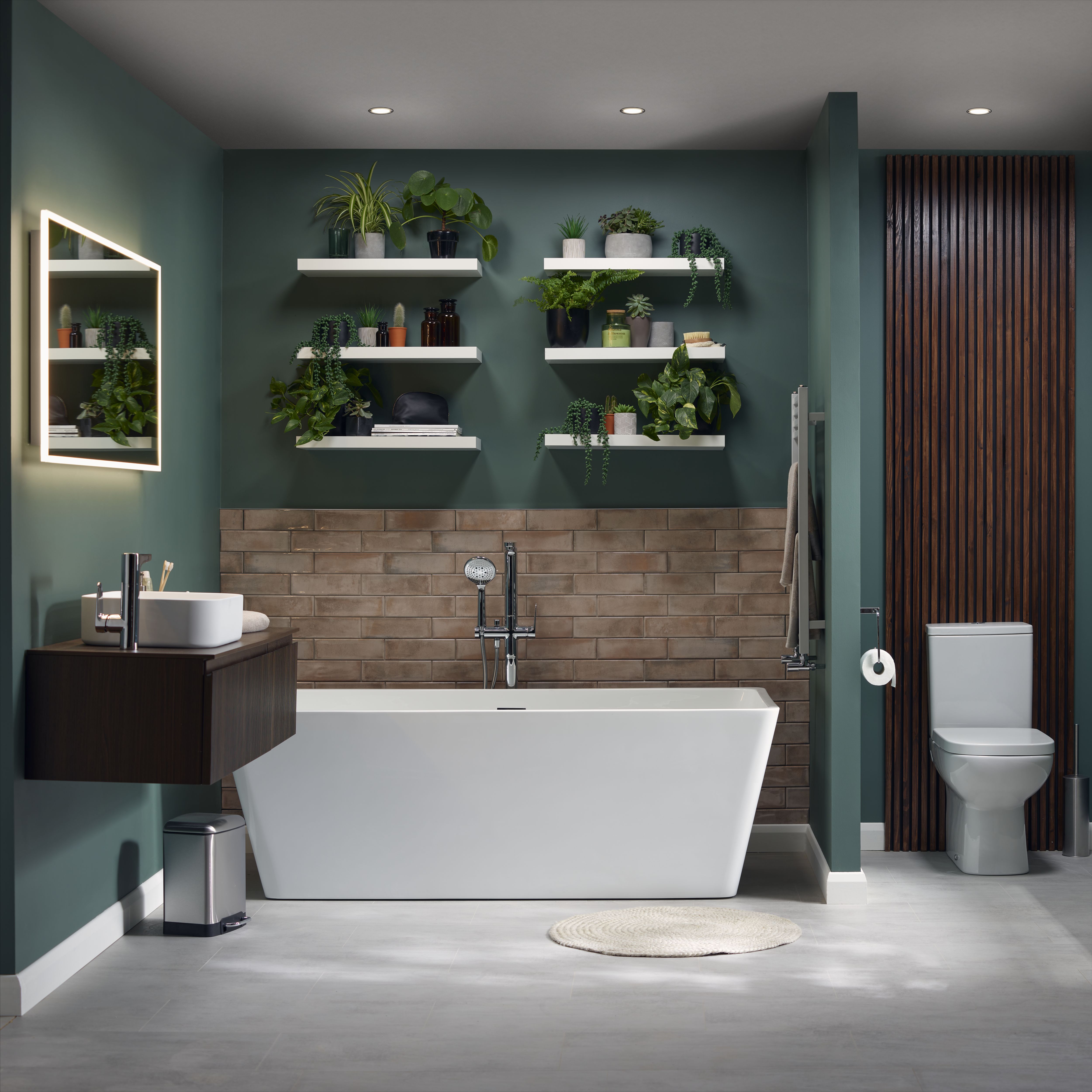 Cooke & Lewis Modern Gloss White Rectangular Freestanding Bath with 0 Tap holes (L)170cm (W)80cm