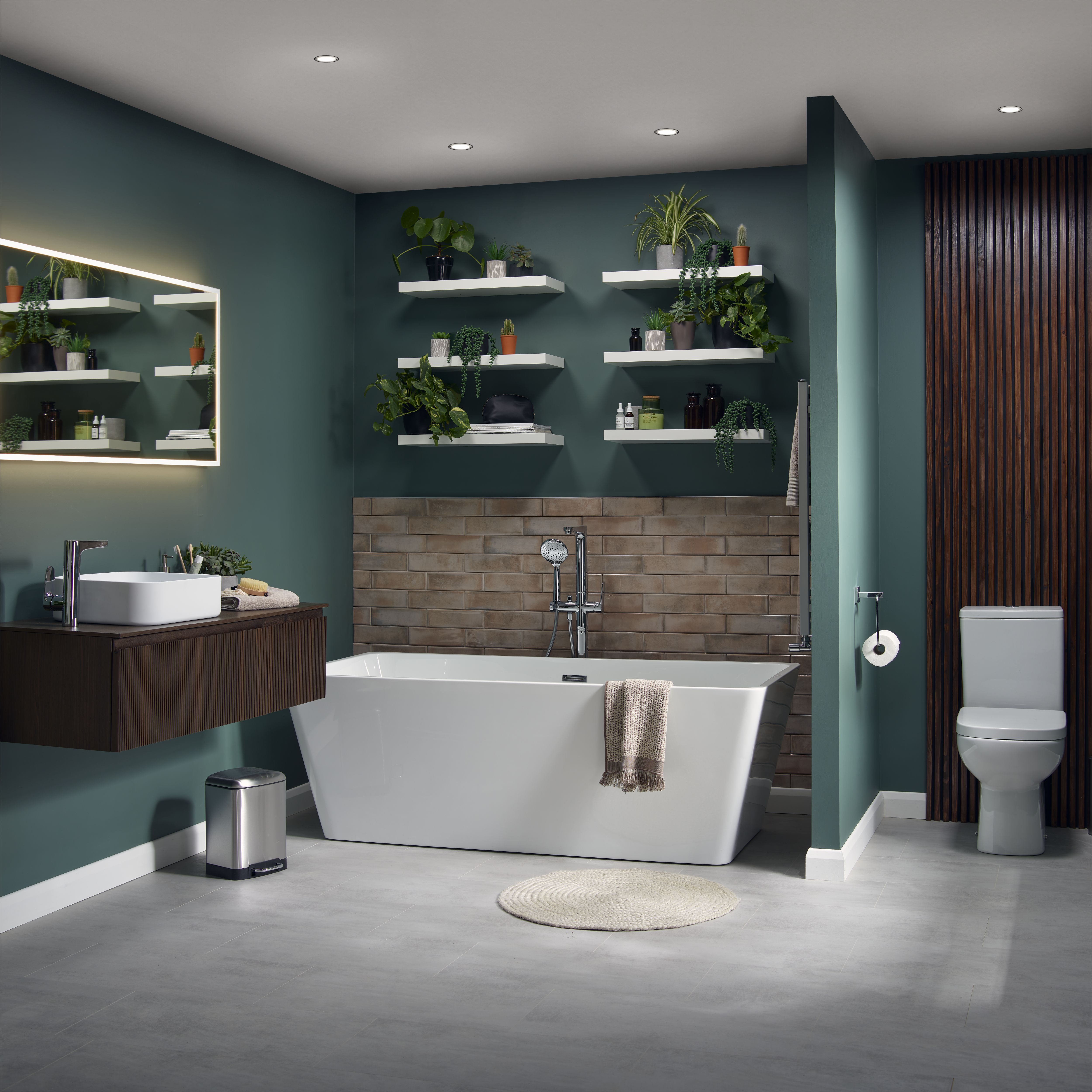 Cooke & Lewis Modern Gloss White Rectangular Freestanding Bath with 0 Tap holes (L)170cm (W)80cm
