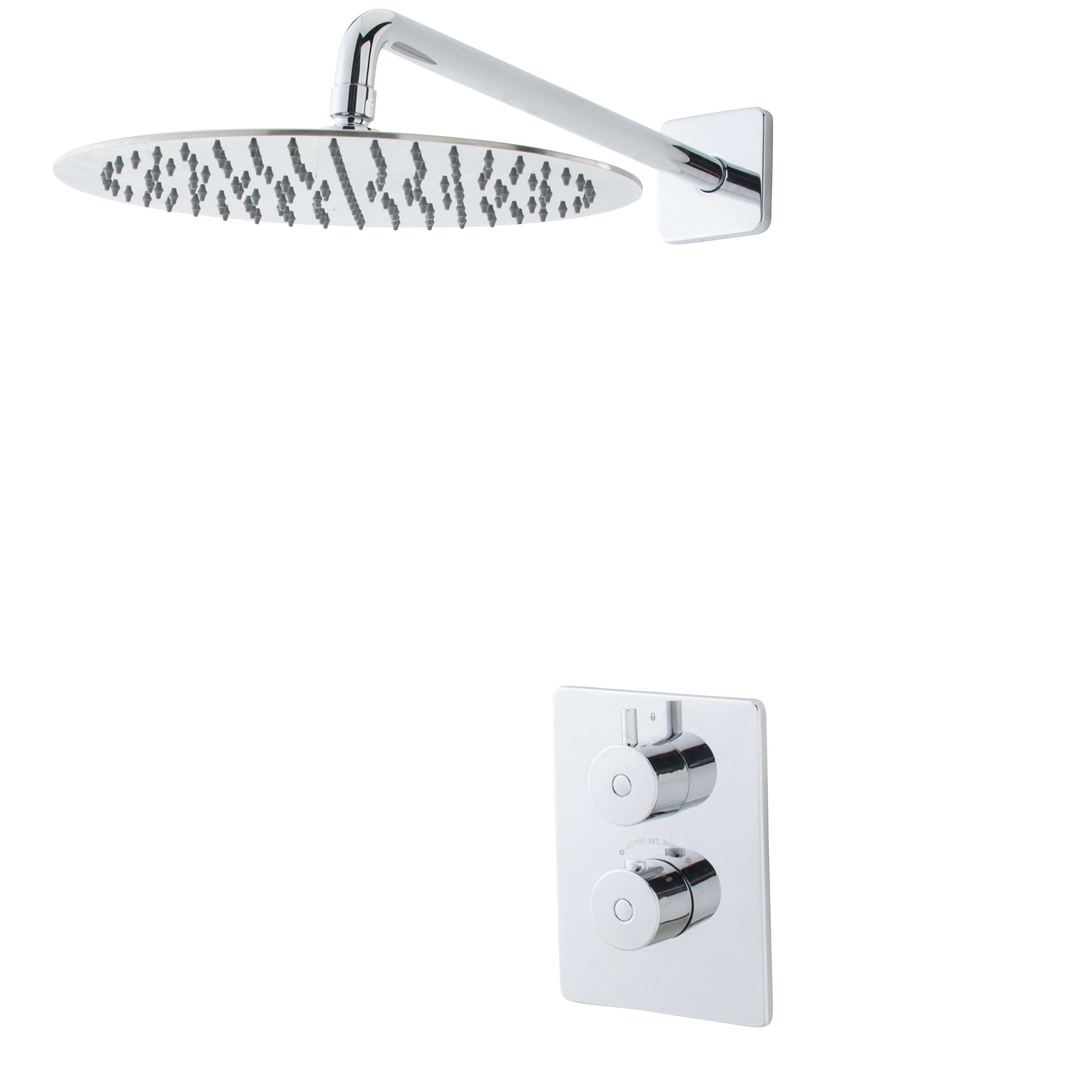 Cooke & Lewis Molave Chrome Chrome effect Thermostatic Mixer Shower