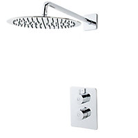 Cooke & Lewis Molave Chrome effect Wall-mounted Thermostatic Mixer Shower