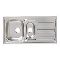 Cooke & Lewis Nakaya Linen Inox Stainless steel 1.5 Bowl Sink & drainer (W)500mm x (L)1000mm