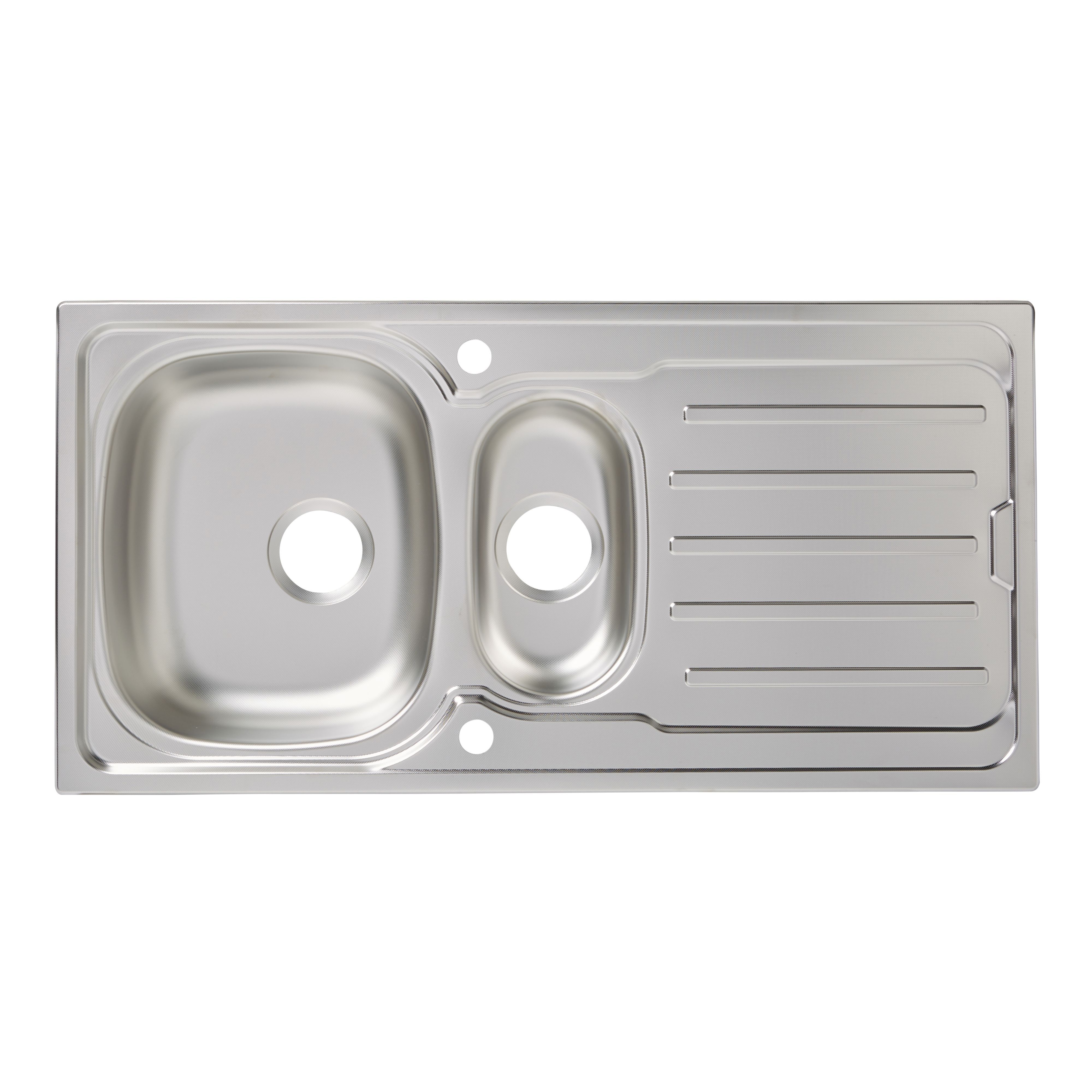 Cooke & Lewis Nakaya Linen Inox Stainless steel 1.5 Bowl Sink & drainer (W)500mm x (L)1000mm