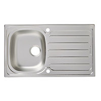 Cooke & Lewis Nakaya Linen Inox Stainless steel 1 Bowl Sink & drainer 500mm x 860mm