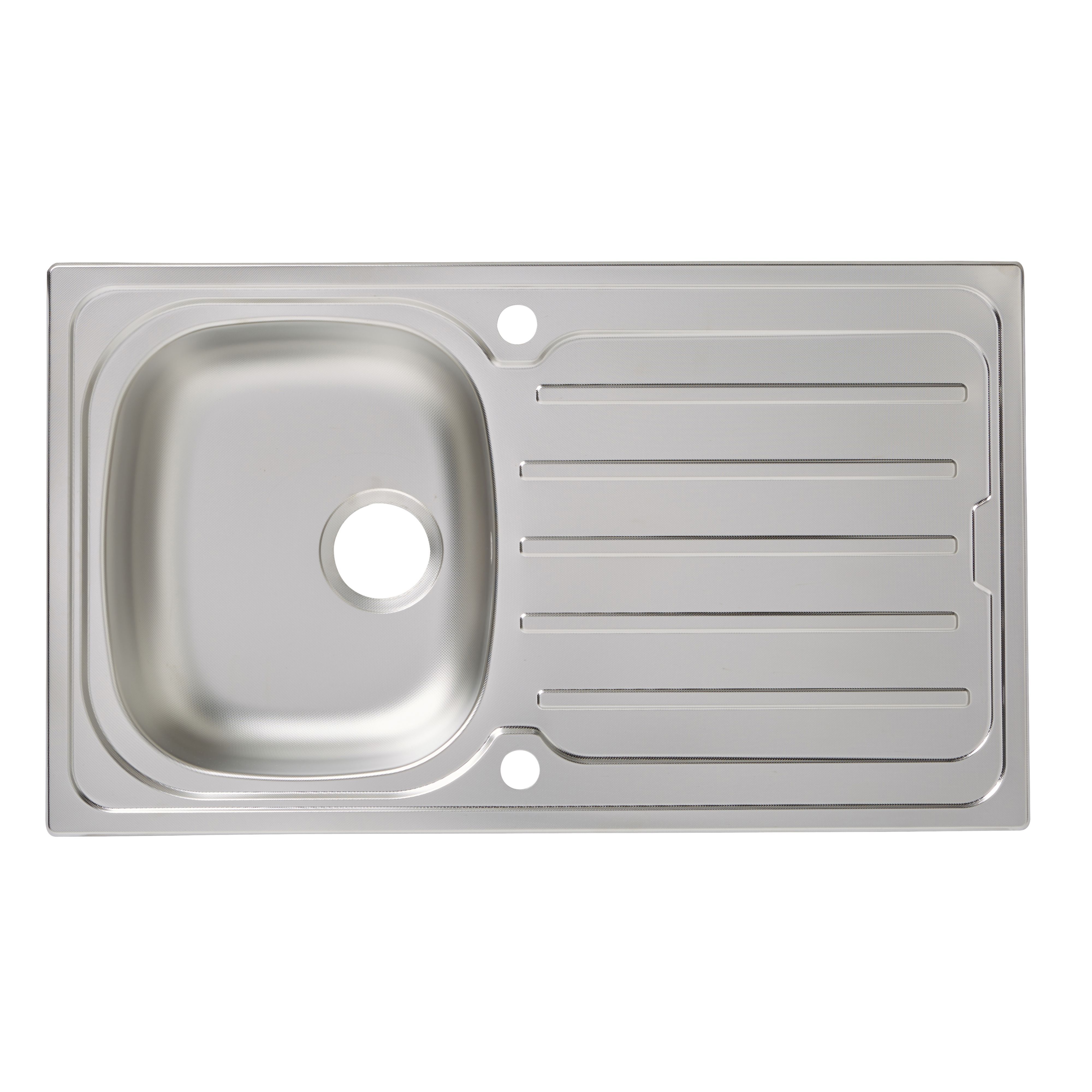 Cooke & Lewis Nakaya Linen Inox Stainless steel 1 Bowl Sink & drainer 500mm x 860mm