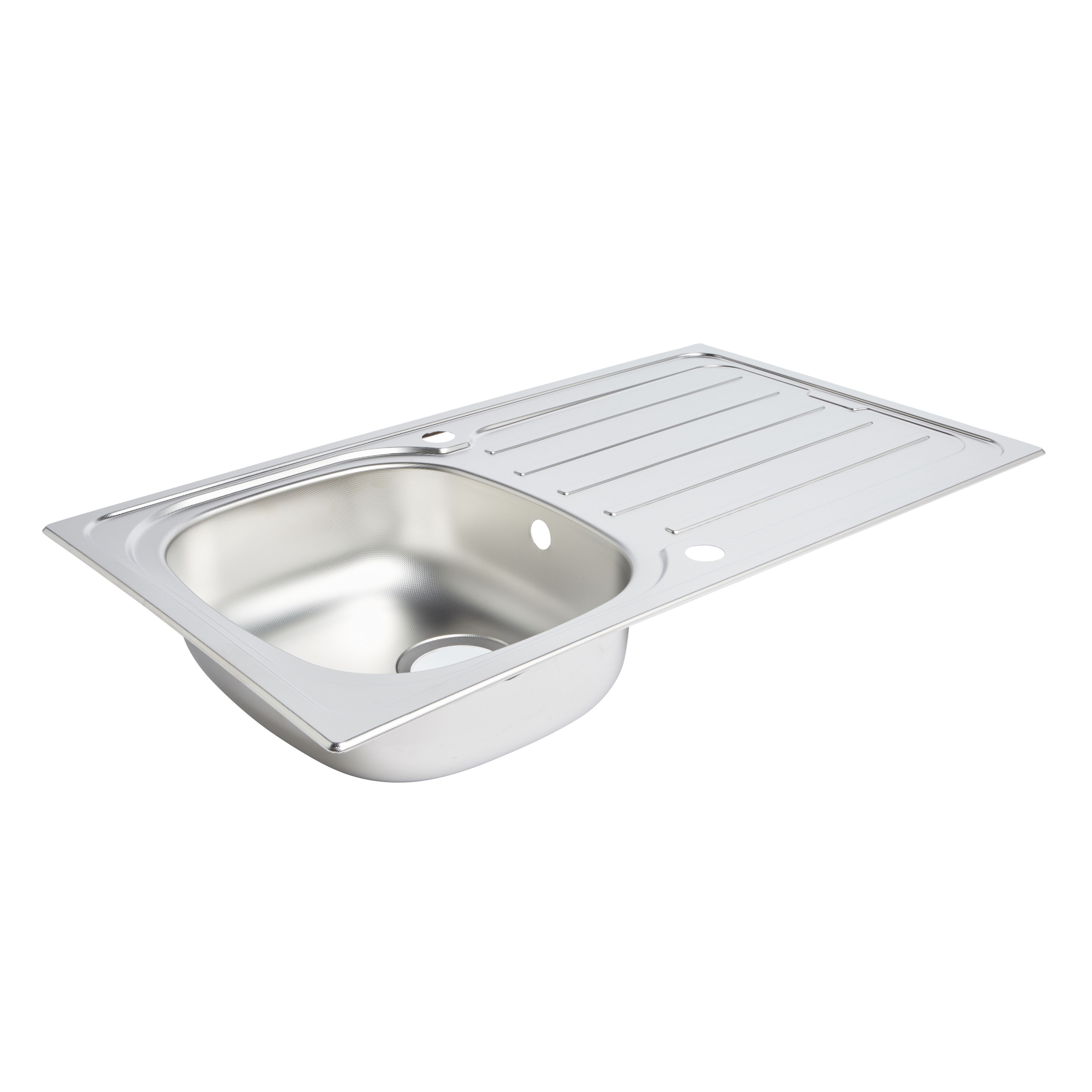 Cooke & Lewis Nakaya Linen Inox Stainless steel 1 Bowl Sink & drainer 500mm x 860mm