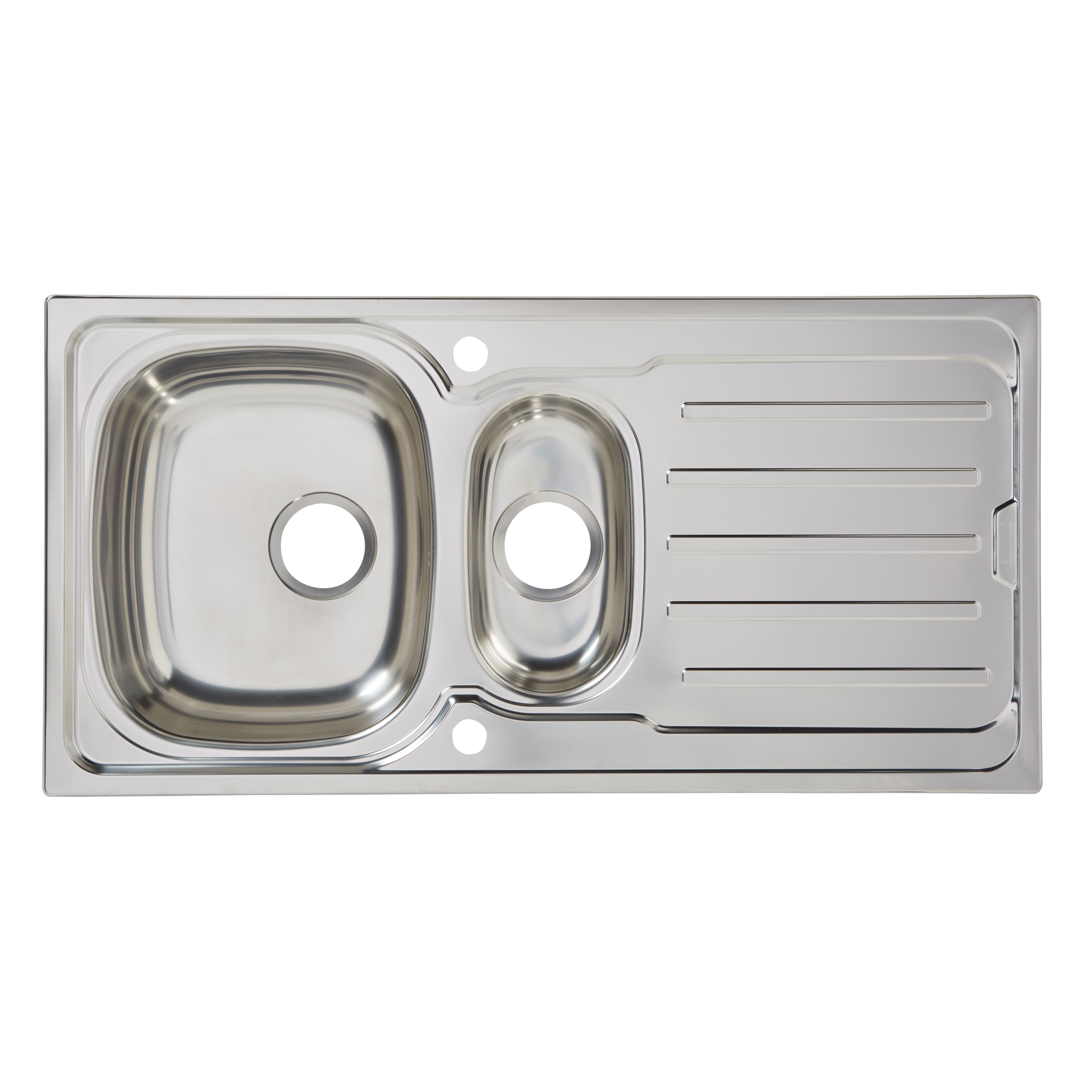 Cooke & Lewis Nakaya Polished inox Stainless steel 1.5 Bowl Sink & drainer 500mm x 1000mm