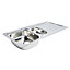 Cooke & Lewis Nakaya Polished Inox Stainless steel 1.5 Bowl Sink & drainer (W)500mm x (L)1000mm