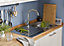 Cooke & Lewis Nakaya Polished Inox Stainless steel 1 Bowl Sink & drainer 500mm x 860mm