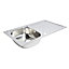 Cooke & Lewis Nakaya Polished Inox Stainless steel 1 Bowl Sink & drainer (W)500mm x (L)860mm