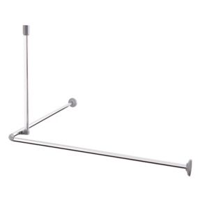 Cooke & Lewis Nira Metal Chrome effect Non extendable Angled Shower curtain rod (L)80cm