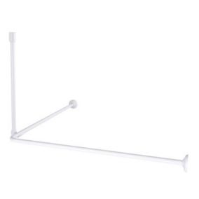 Cooke & Lewis Nira White Non extendable Angled Shower curtain rod (L)80cm