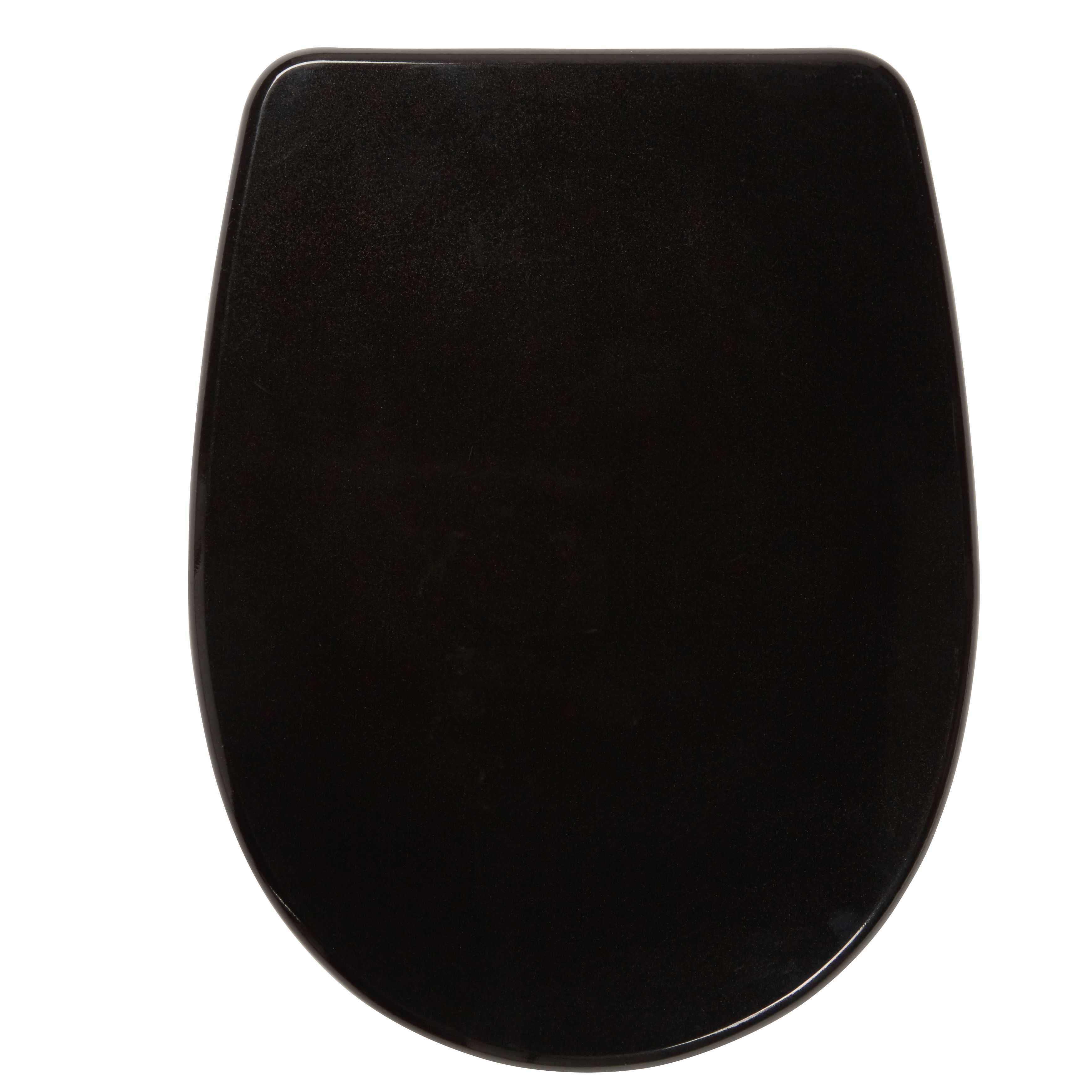 Cooke & Lewis Noli Black Top fix Soft close Toilet seat | DIY at B&Q