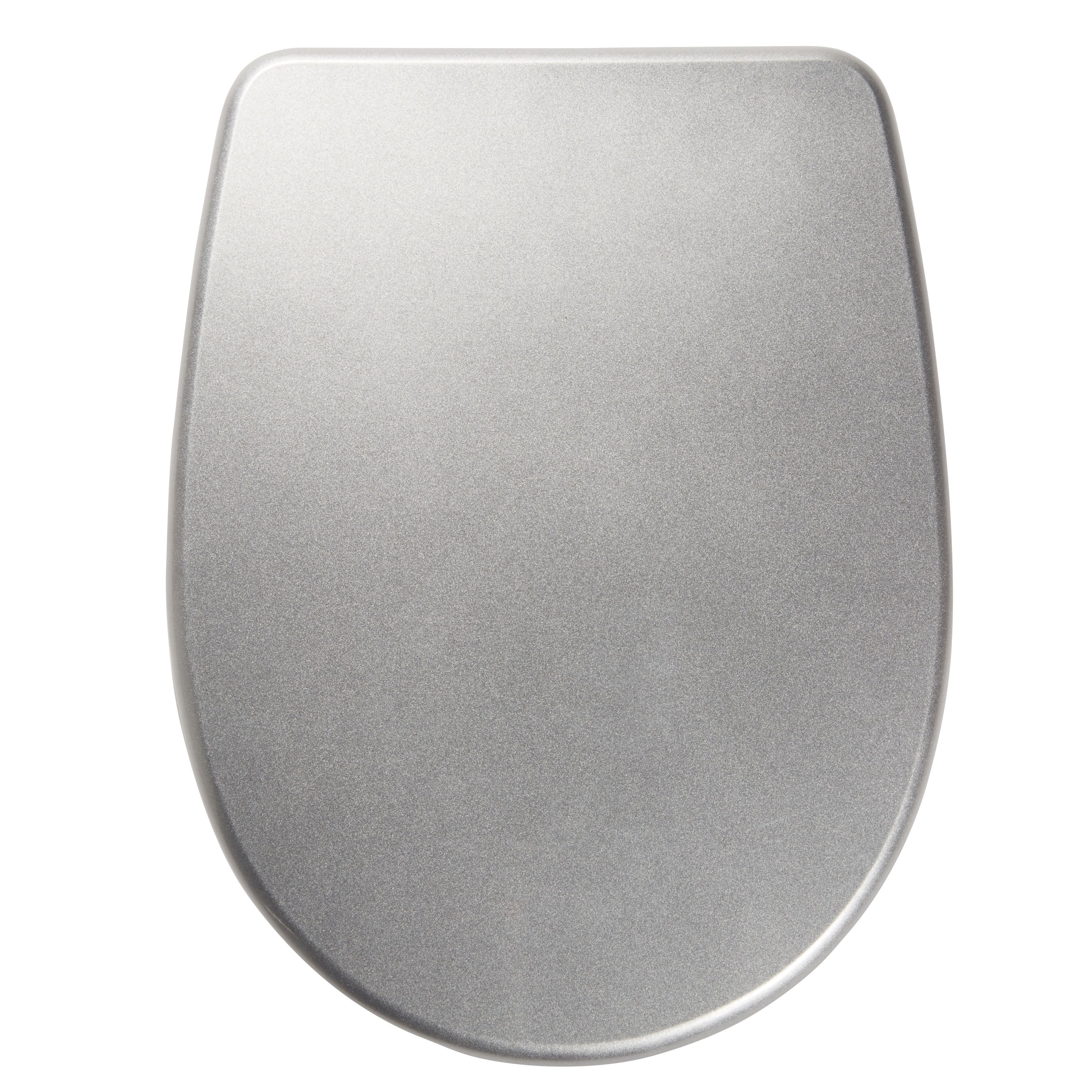 Cooke & Lewis Noli Silver Soft close Toilet seat