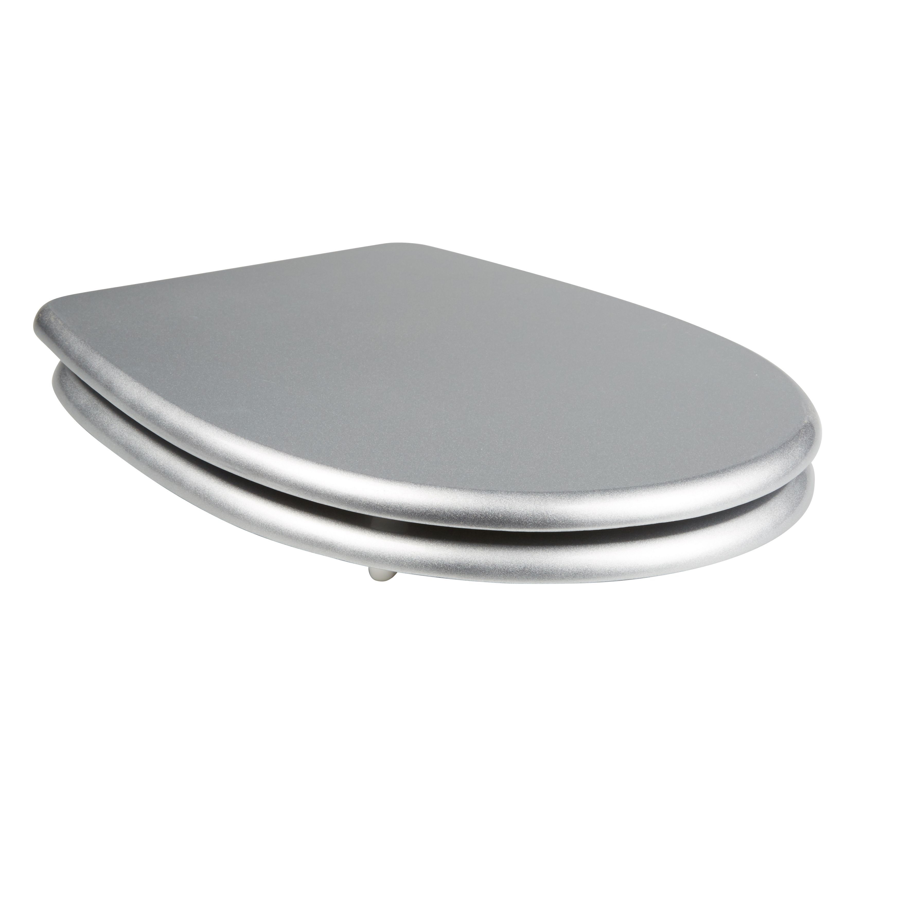 Cooke & Lewis Noli Silver Soft close Toilet seat