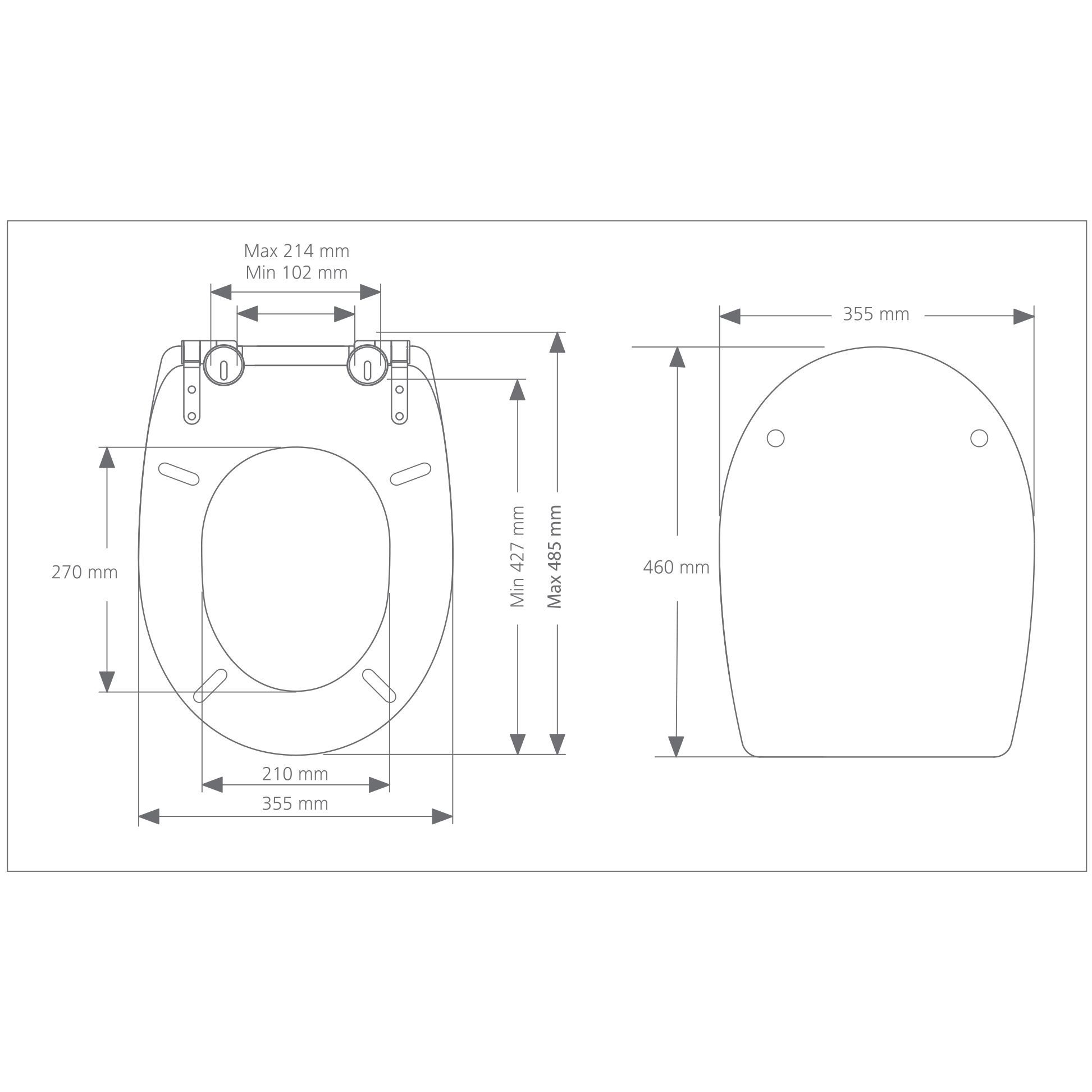 Cooke & Lewis Noli Silver Soft close Toilet seat