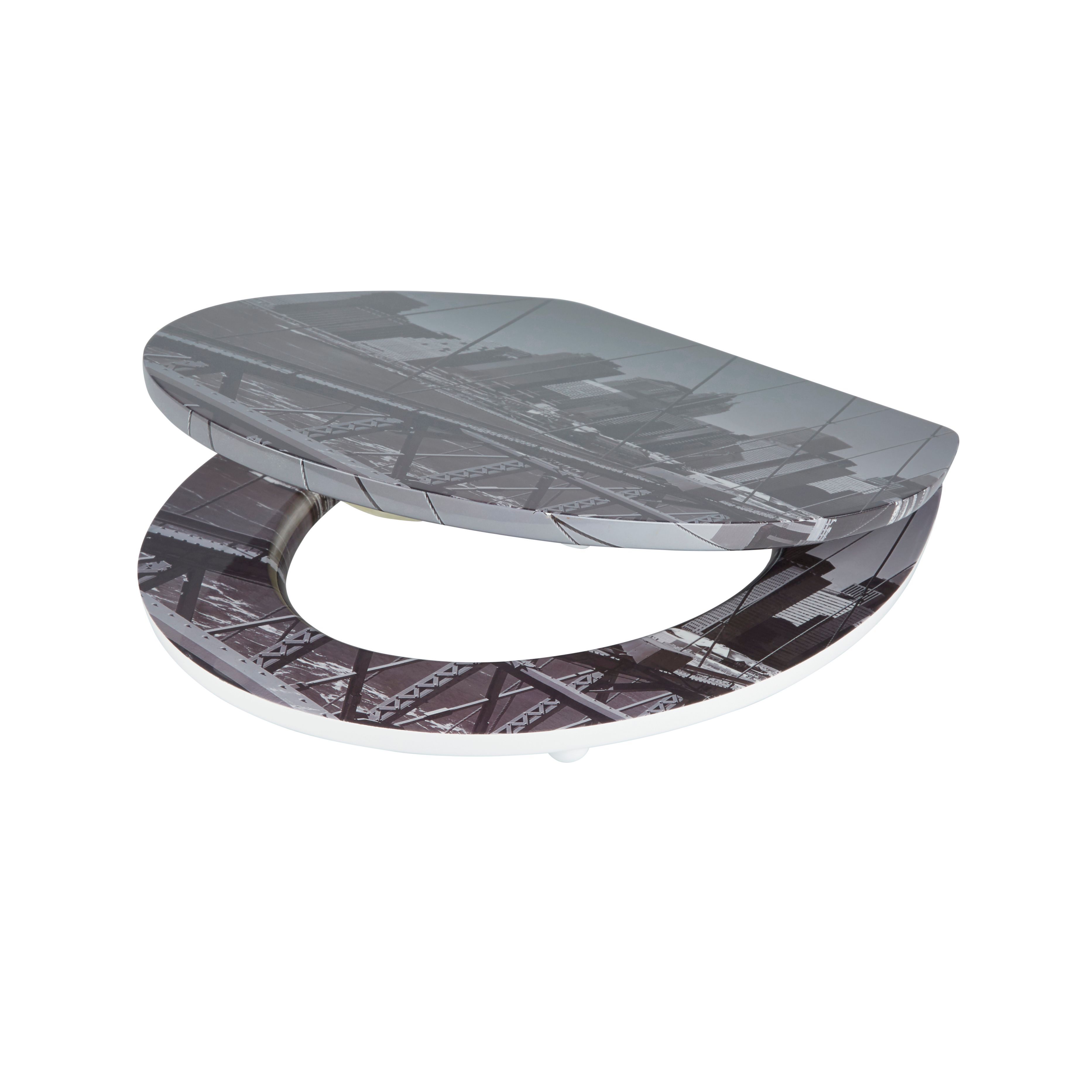 Cooke & Lewis Nosara Black Bottom fix Standard close Toilet seat DIY