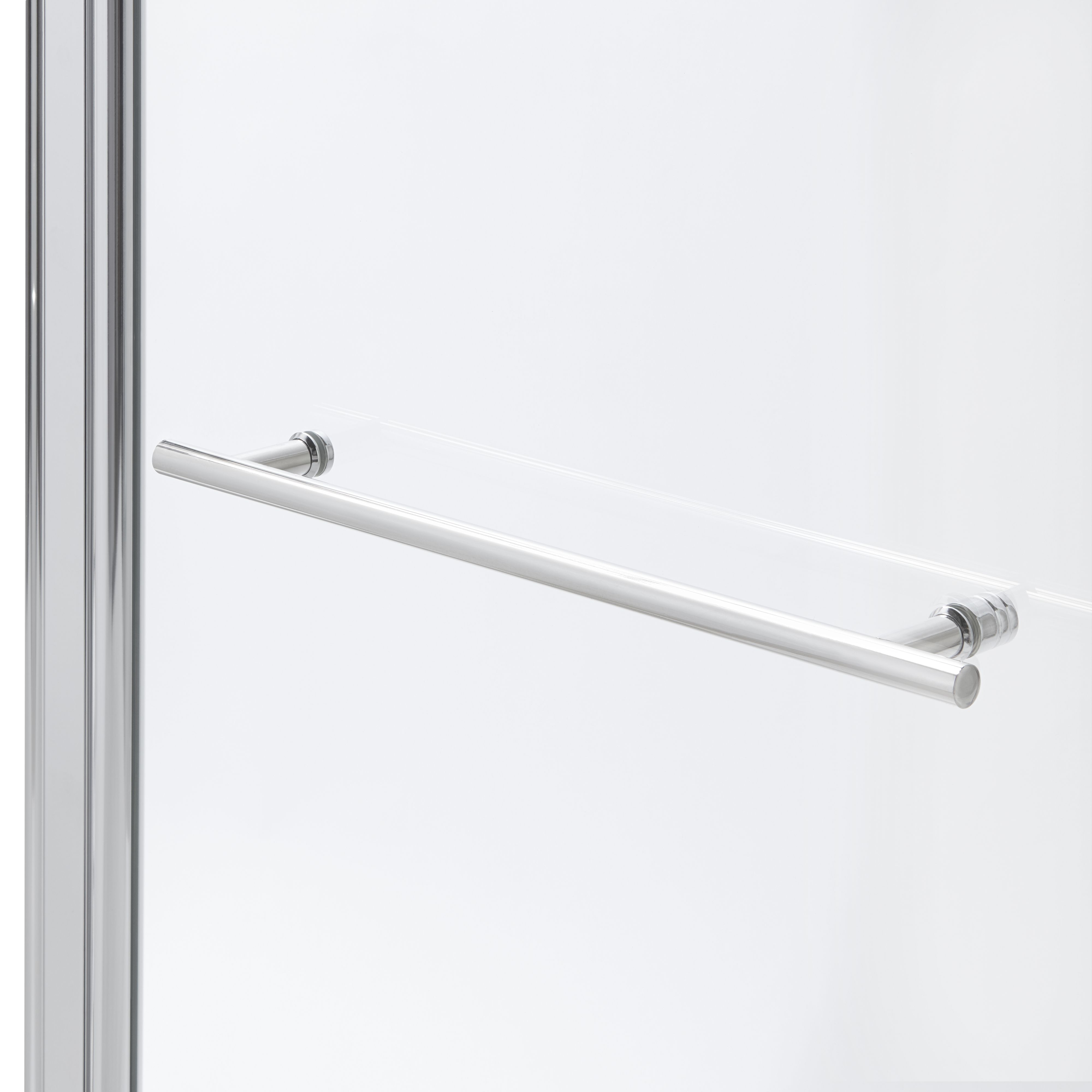 Cooke & Lewis Nubia L-shaped 1 panel Clear Silver effect frame Bath screen, (H)140cm (W)815mm