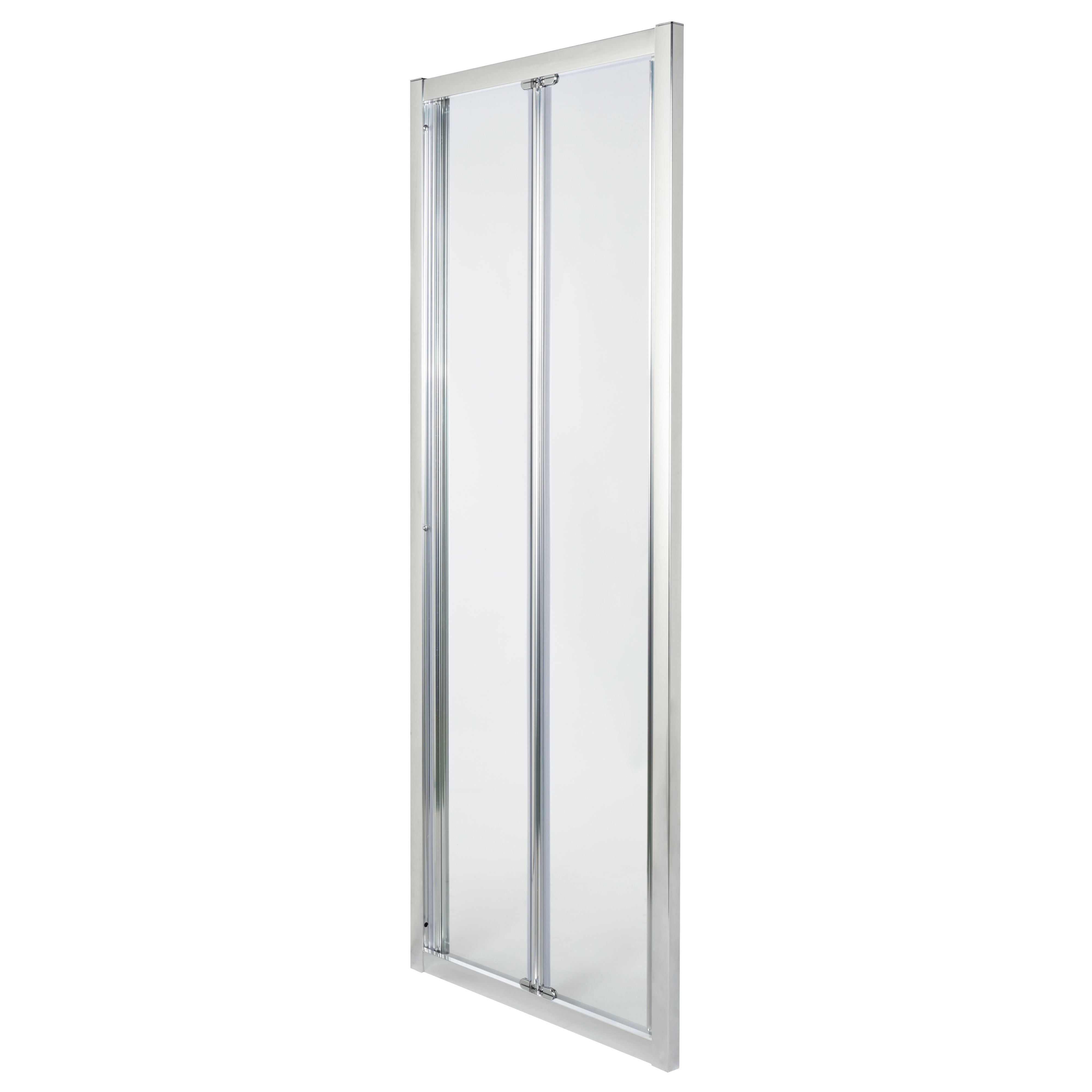Cooke & Lewis Onega Argenté Silver effect Clear Folding Shower door (H)190cm (W)80cm