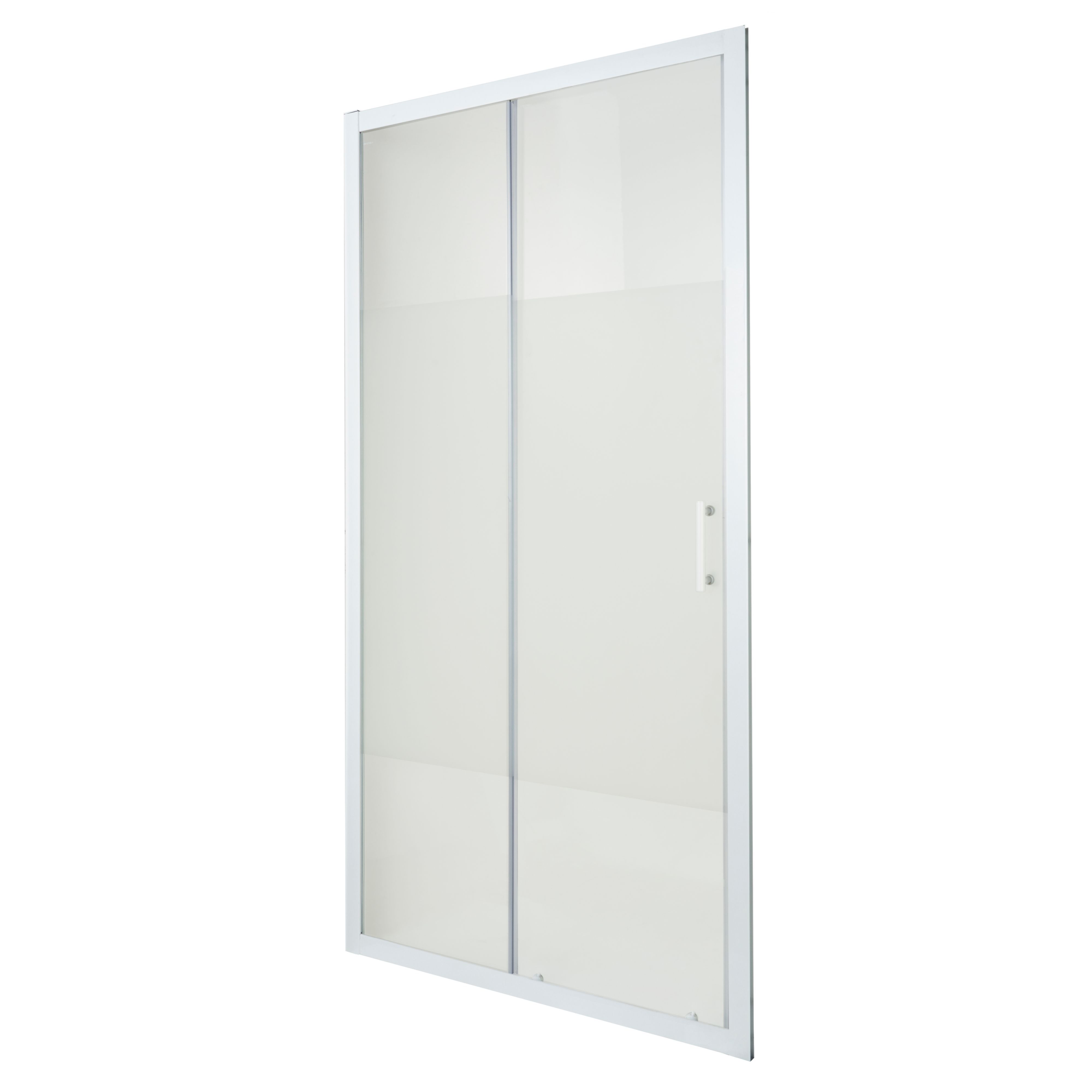 Cooke & Lewis Onega Blanc Frosted Striped pattern Sliding Shower door (H)190cm (W)100cm