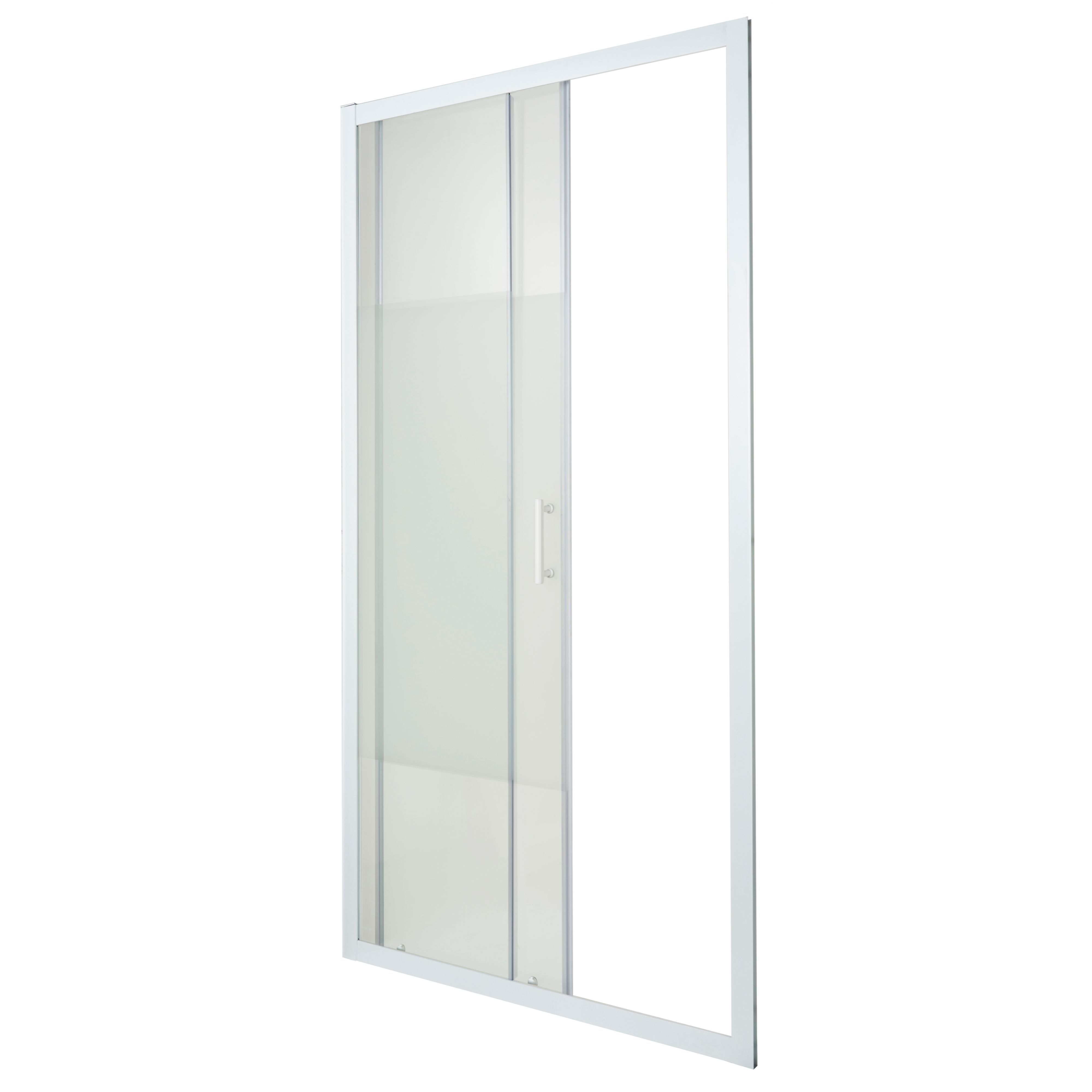 Cooke & Lewis Onega Blanc Frosted Striped pattern Sliding Shower door (H)190cm (W)100cm