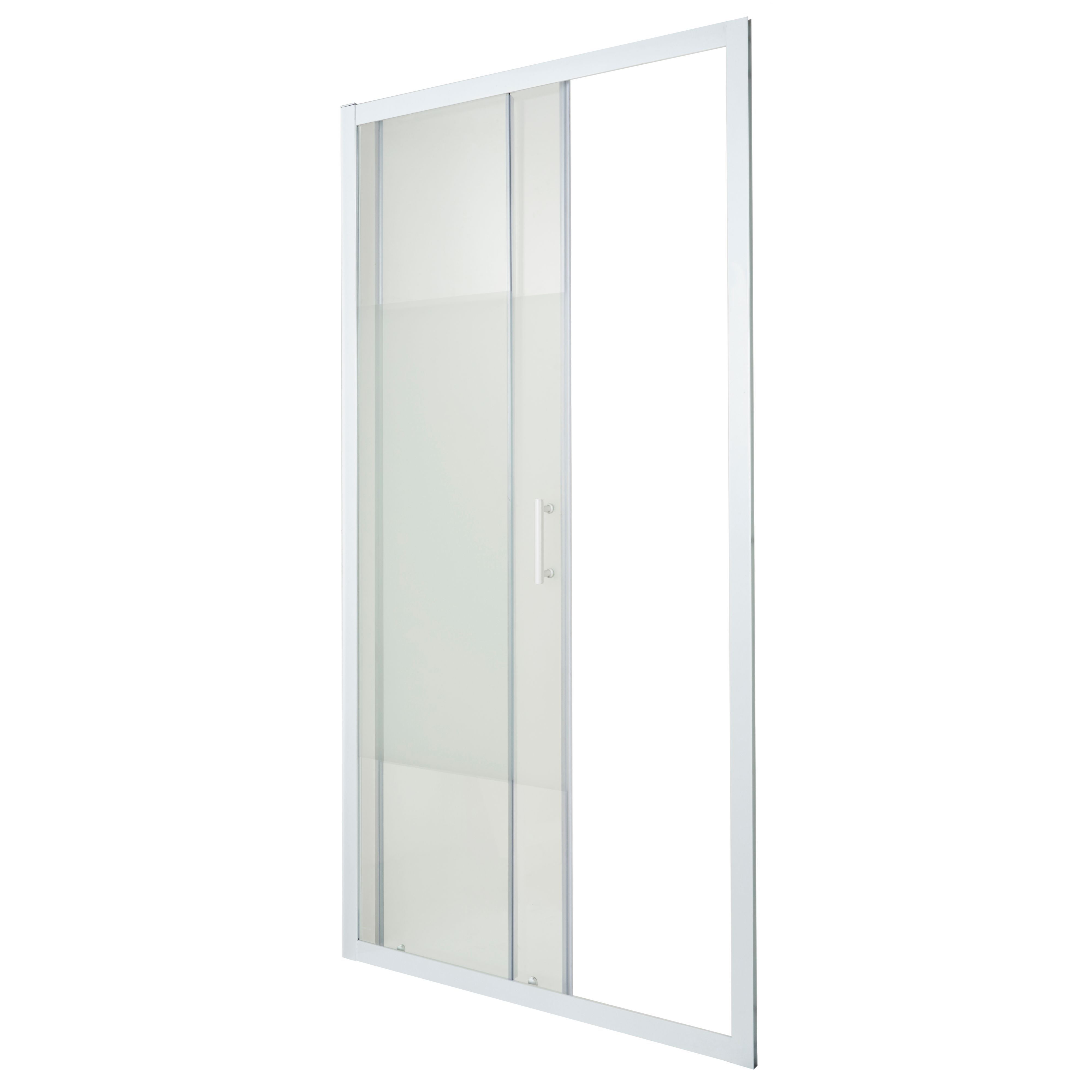 Cooke & Lewis Onega Blanc Frosted Striped pattern Sliding Shower Door (H)190cm (W)100cm