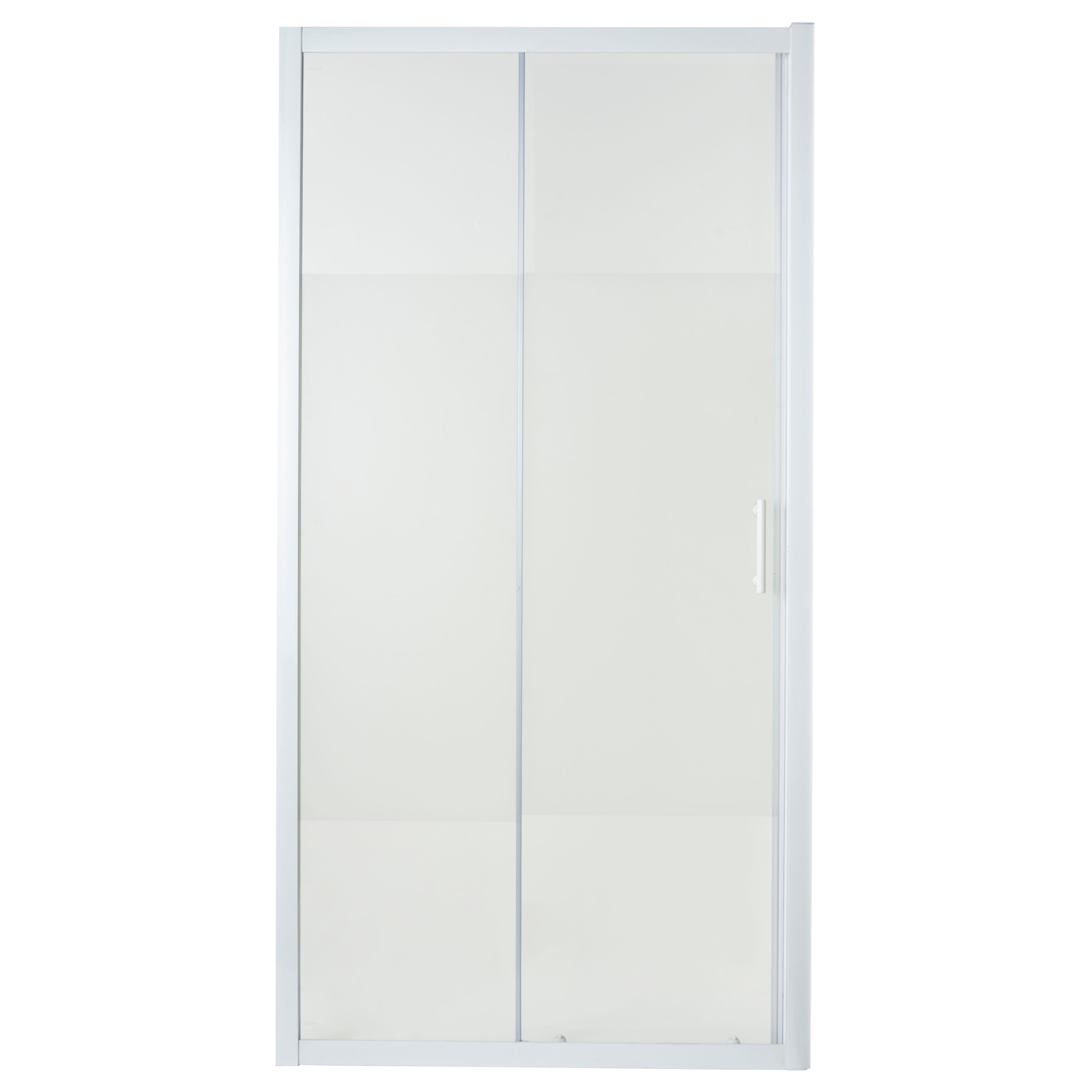 Cooke & Lewis Onega Blanc Frosted Striped pattern Sliding Shower door (H)190cm (W)100cm