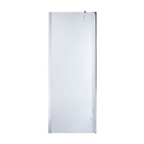 Cooke & Lewis Onega Chrome effect Clear Walk-in Wet room glass screen & bar (H)195cm (W)80cm