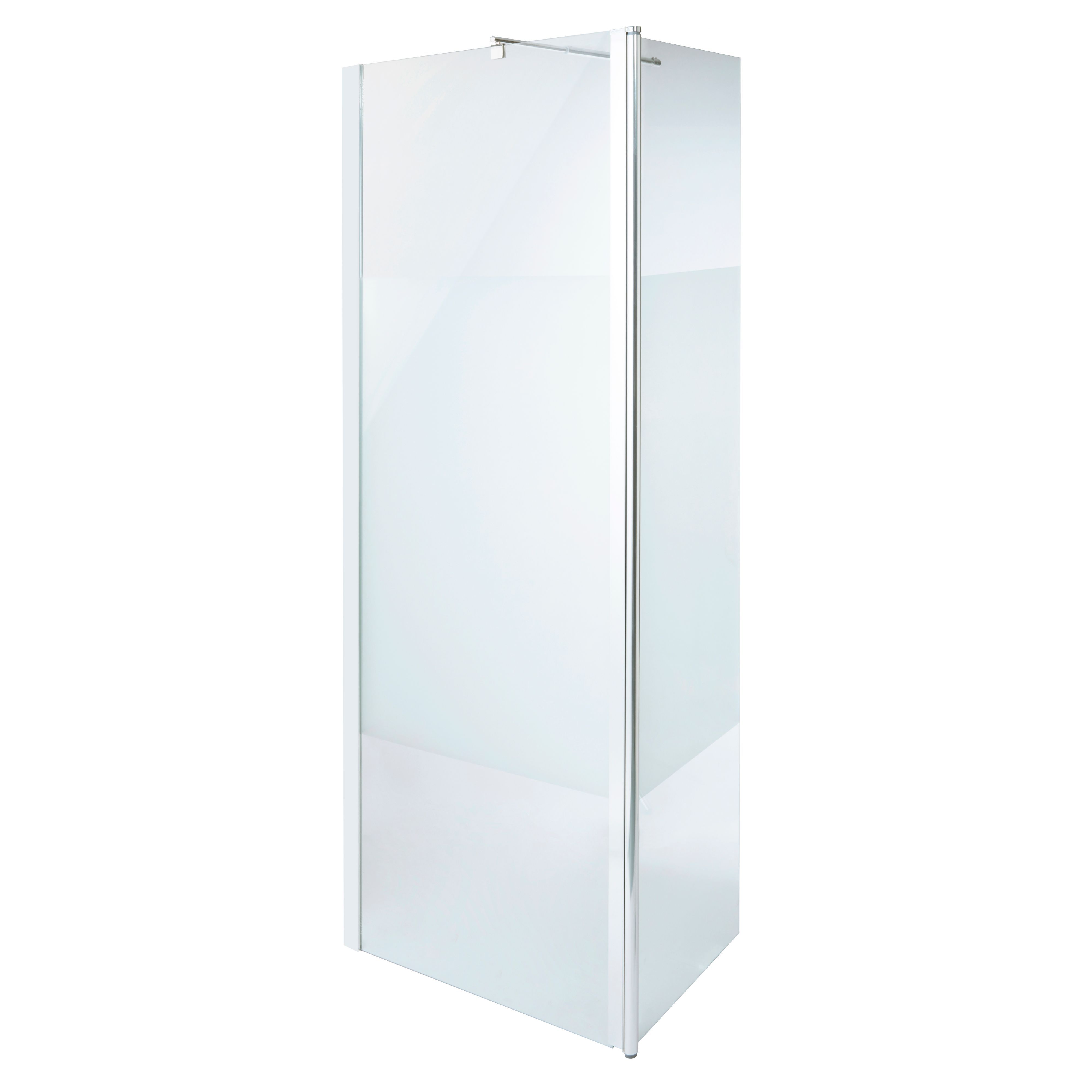 Cooke & Lewis Onega Chrome effect Frosted Striped Walk-in Wet room glass screen & bar (H)195cm (W)80cm