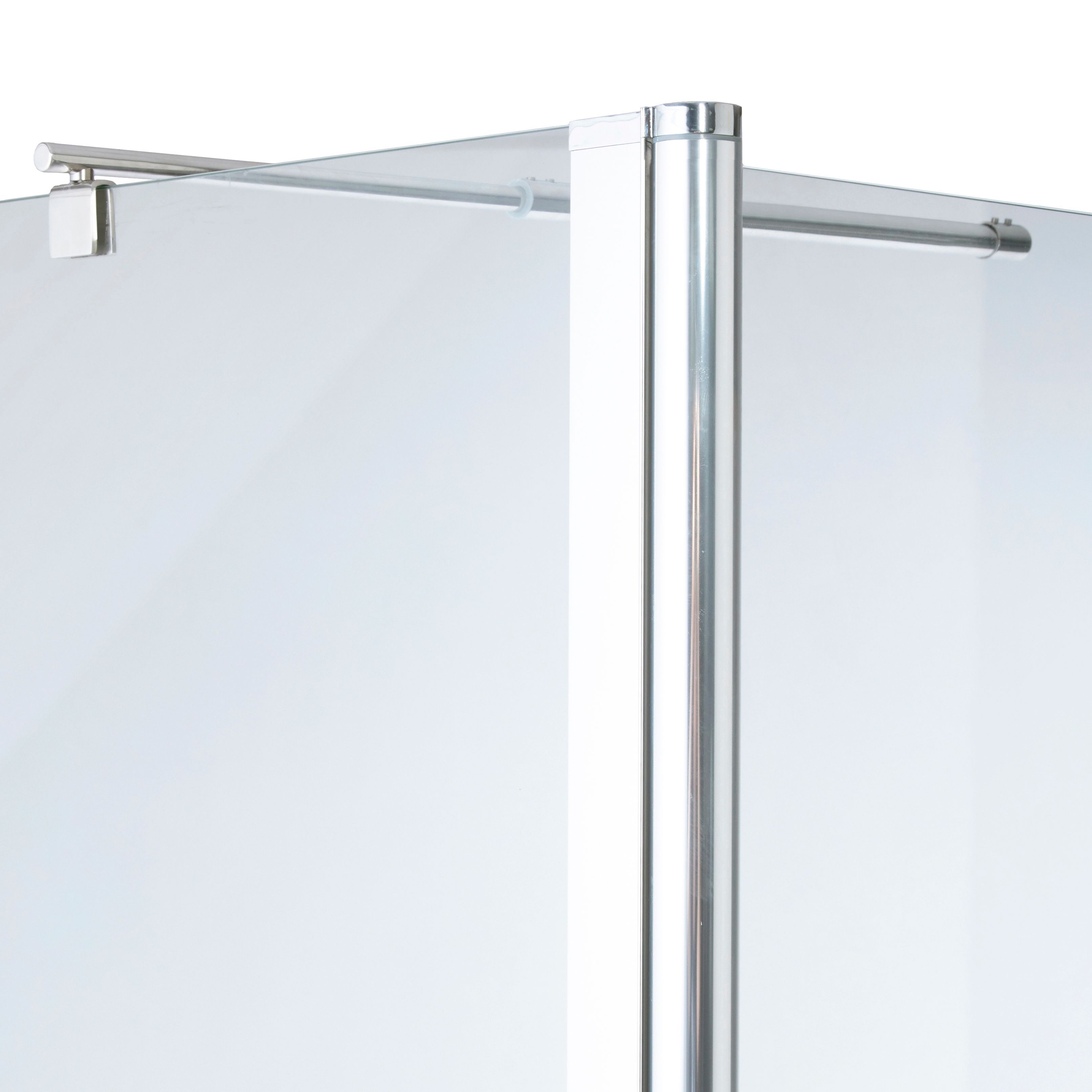 Cooke & Lewis Onega Chrome effect Frosted Striped Walk-in Wet room glass screen & bar (H)195cm (W)80cm