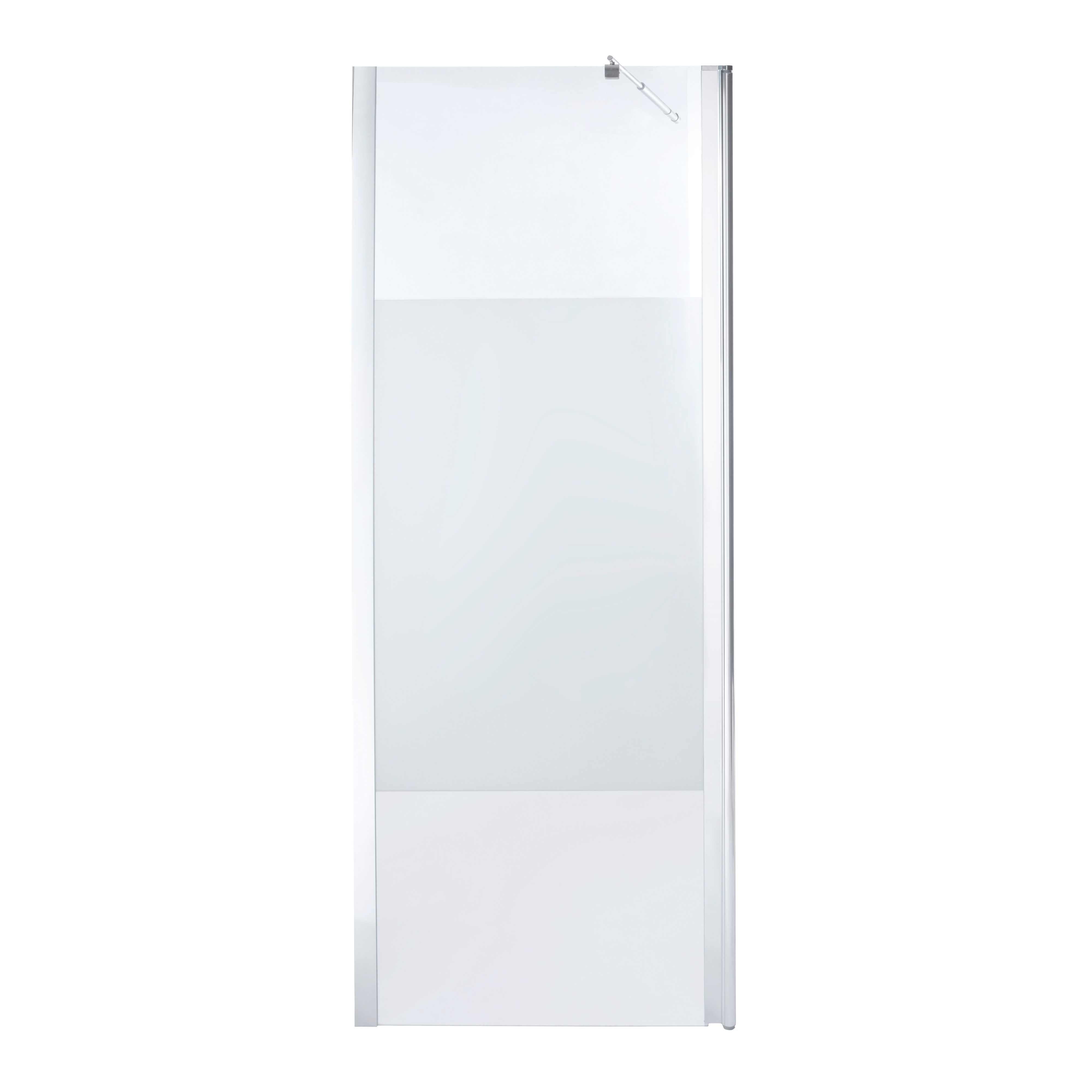 Cooke & Lewis Onega Chrome effect Frosted Striped Walk-in Wet room glass screen & bar (H)195cm (W)80cm