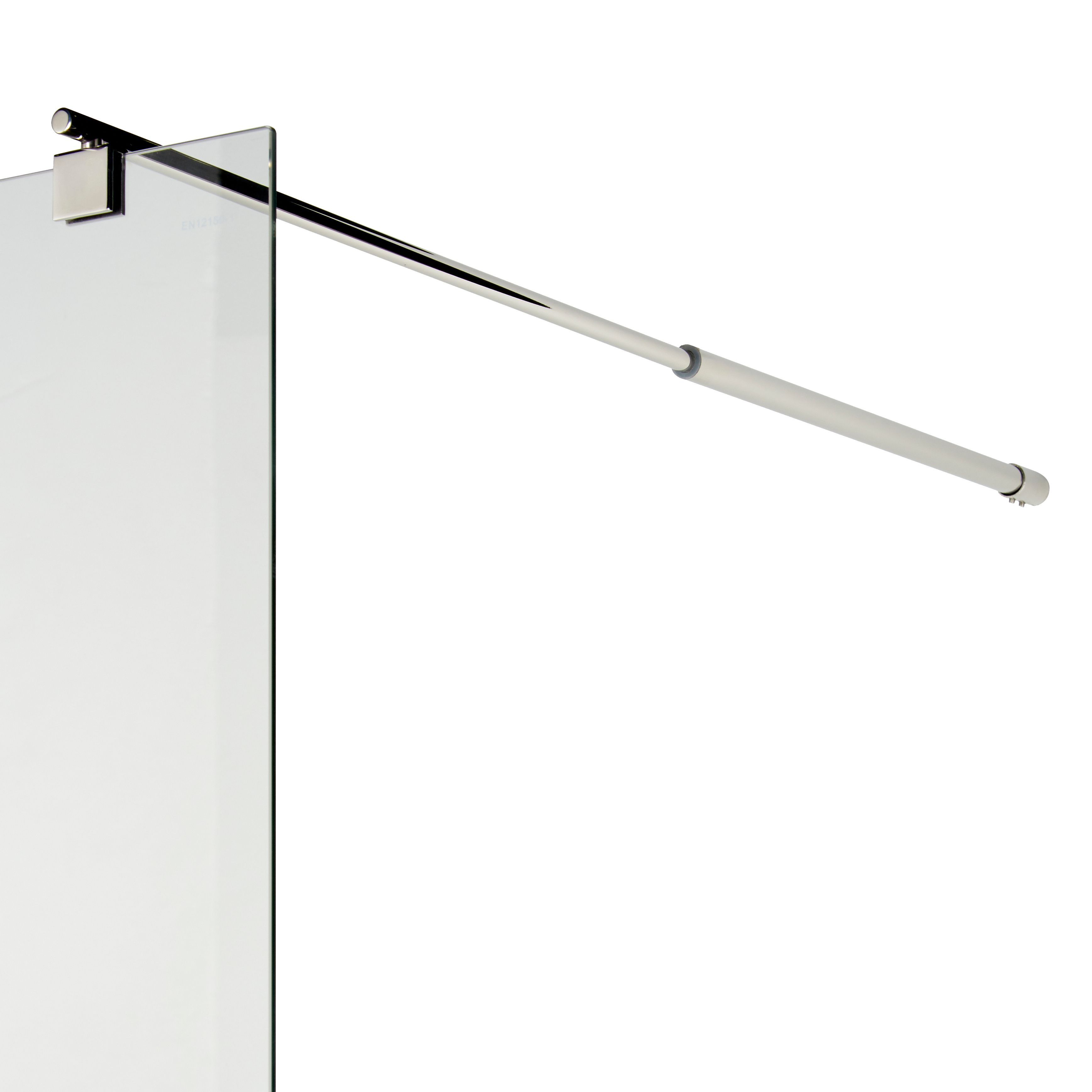 Cooke & Lewis Onega Chrome effect Frosted Striped Walk-in Wet room glass screen & bar (H)195cm (W)90cm